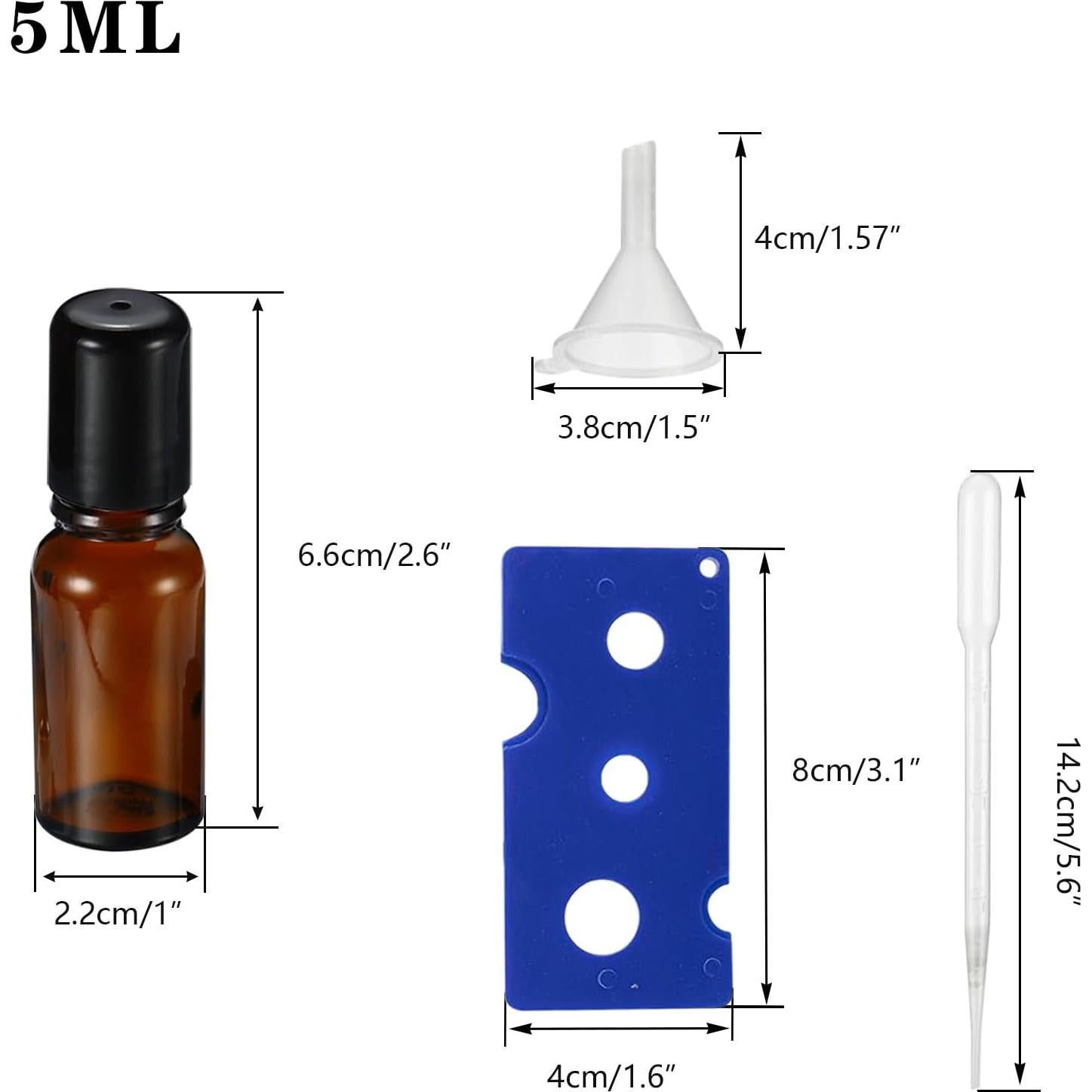 Botellas de Rodillo 5ml HEYLEAYAR Ámbar - Pack 4 Vidrio
