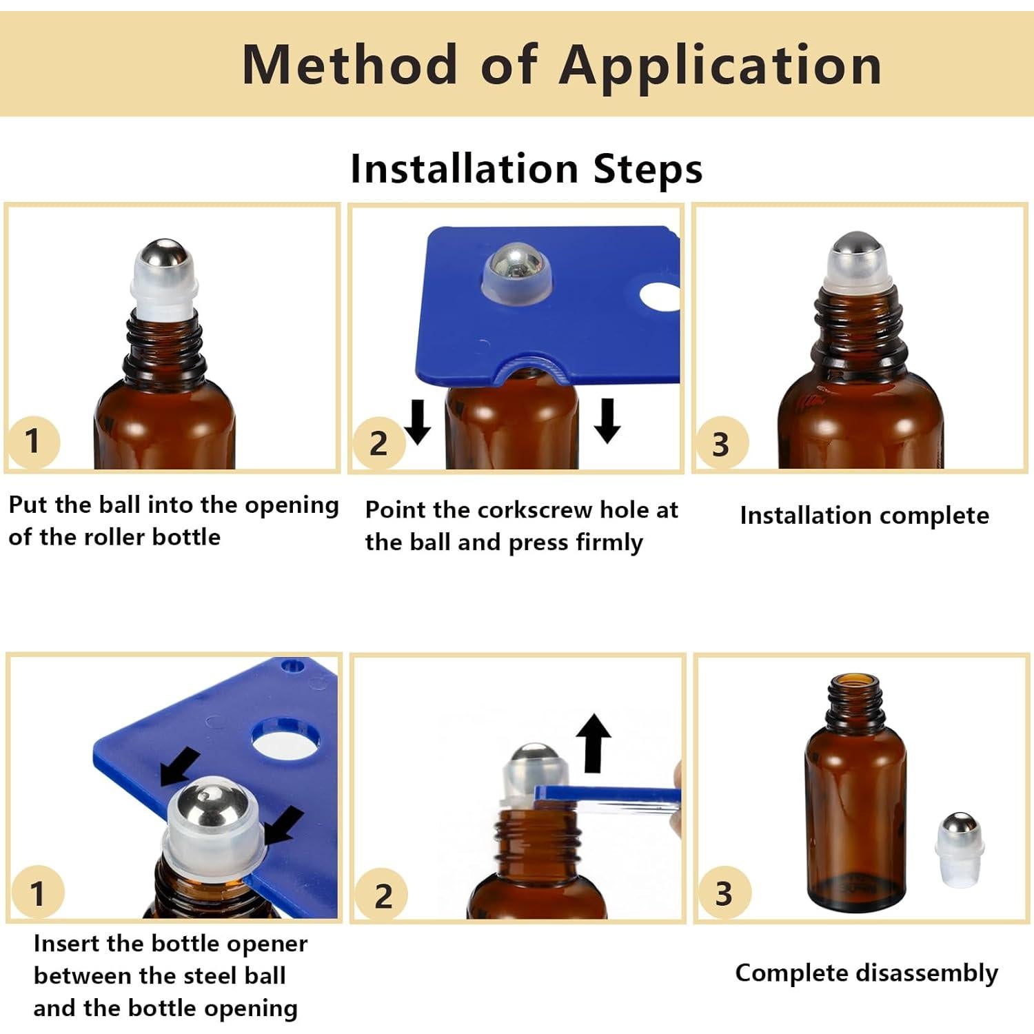 Botellas de Rodillo 5ml HEYLEAYAR Ámbar - Pack 4 Vidrio