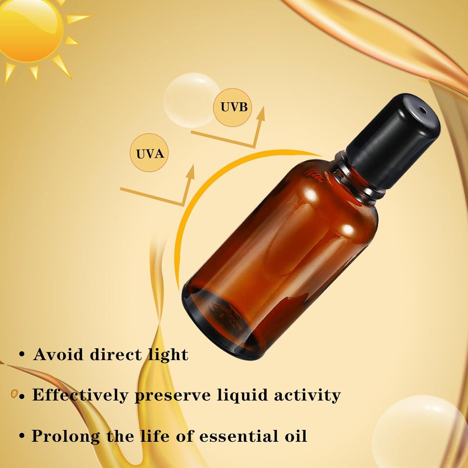 Botellas de Rodillo 5ml HEYLEAYAR Ámbar - Pack 4 Vidrio