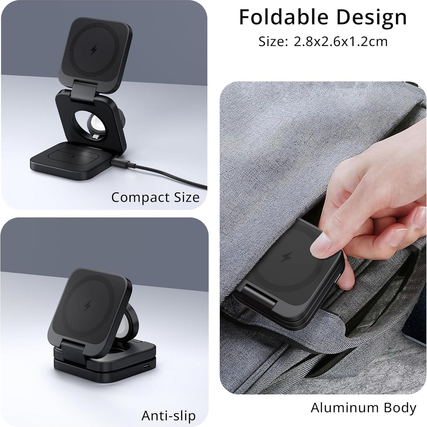 Cargador Inalámbrico 3 en 1 LULULOOK 15W para iPhone y Apple Watch