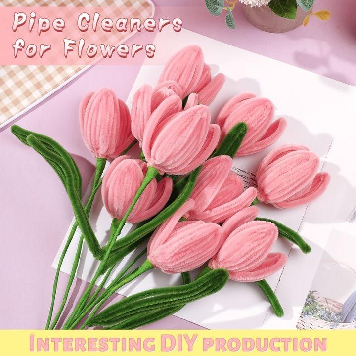 Kit de Manualidades con Limpiapipas UzecPk 130 Piezas Rosa y Verde