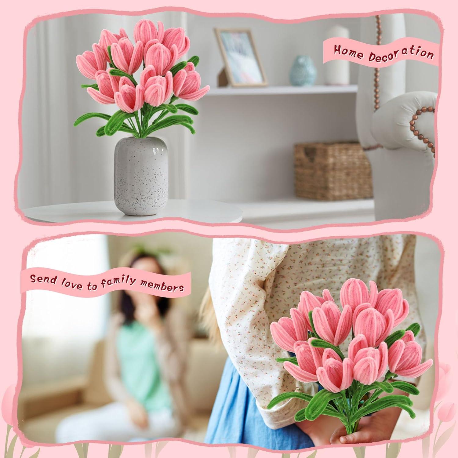 Kit de Manualidades con Limpiapipas UzecPk 130 Piezas Rosa y Verde