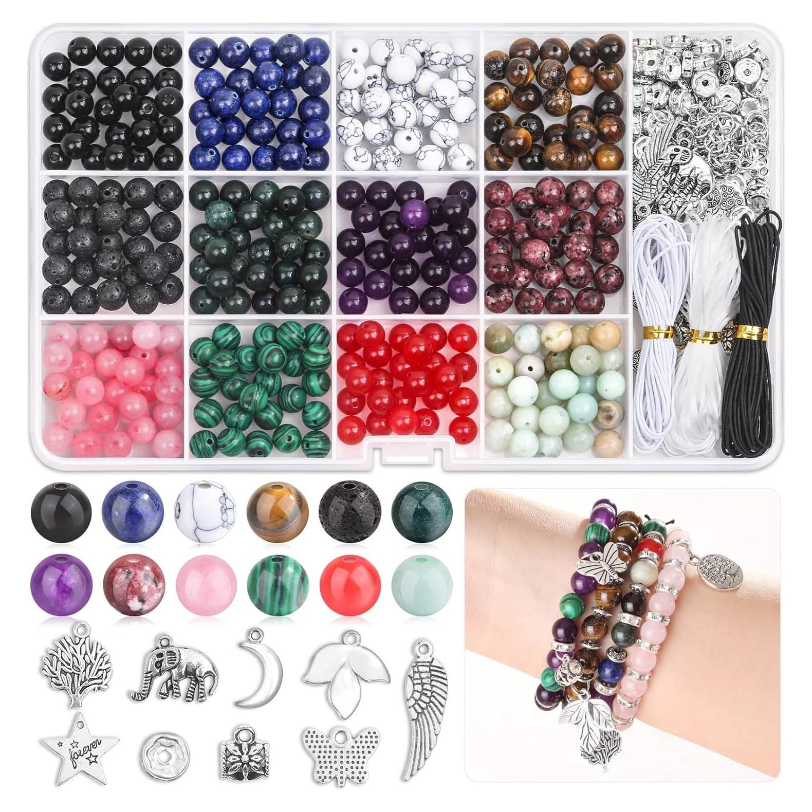 Kit de Joyería PAXCOO 473 Piezas Cuentas de Piedra 8mm