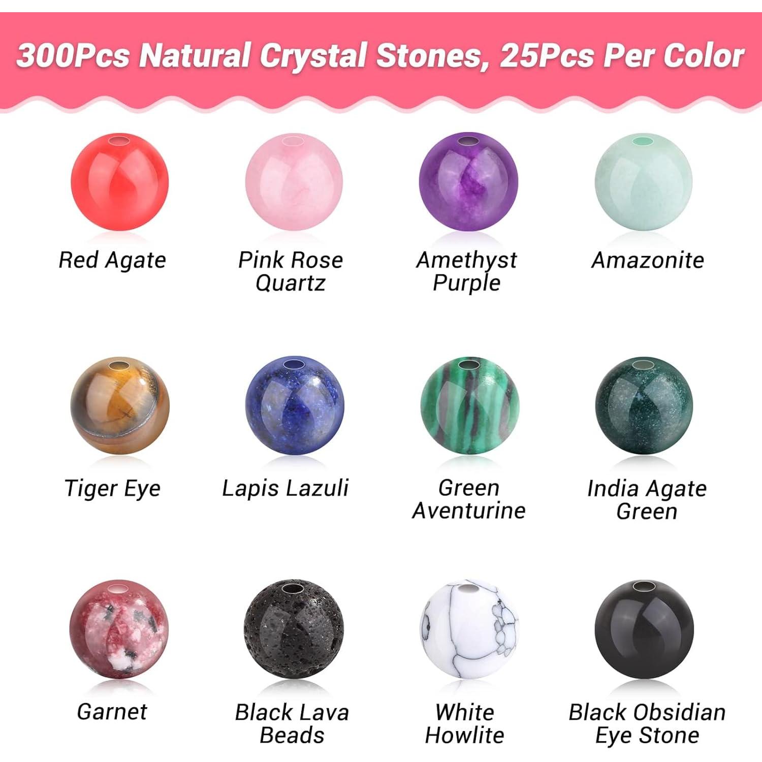 Kit de Joyería PAXCOO 473 Piezas Cuentas de Piedra 8mm