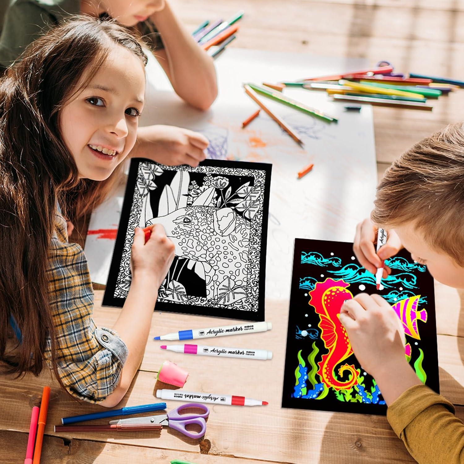 Zhanmai 48 Pósters de Colorear de Terciopelo y 12 Marcadores