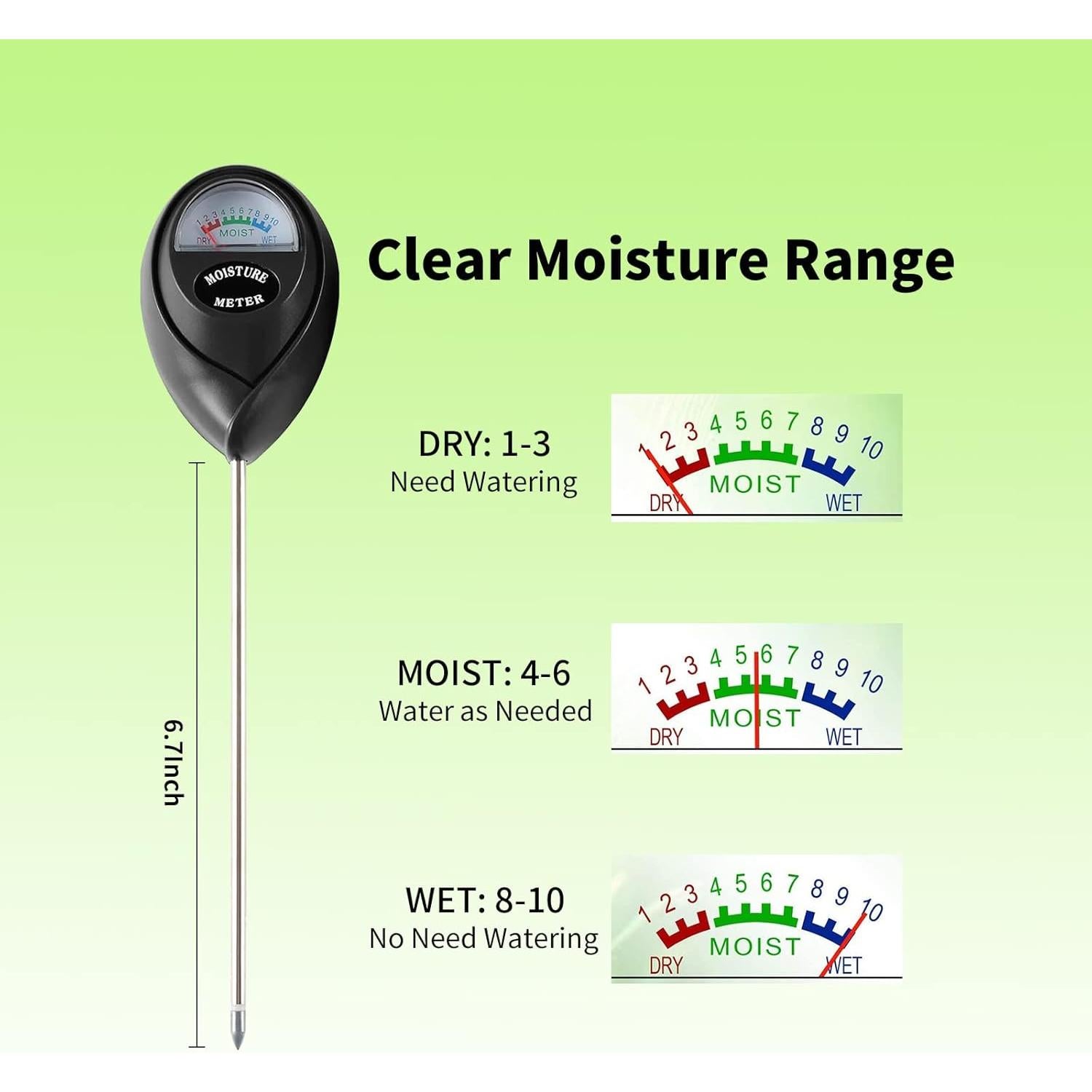 Medidor de Humedad del Suelo IUSEIT para Jardín 17 cm