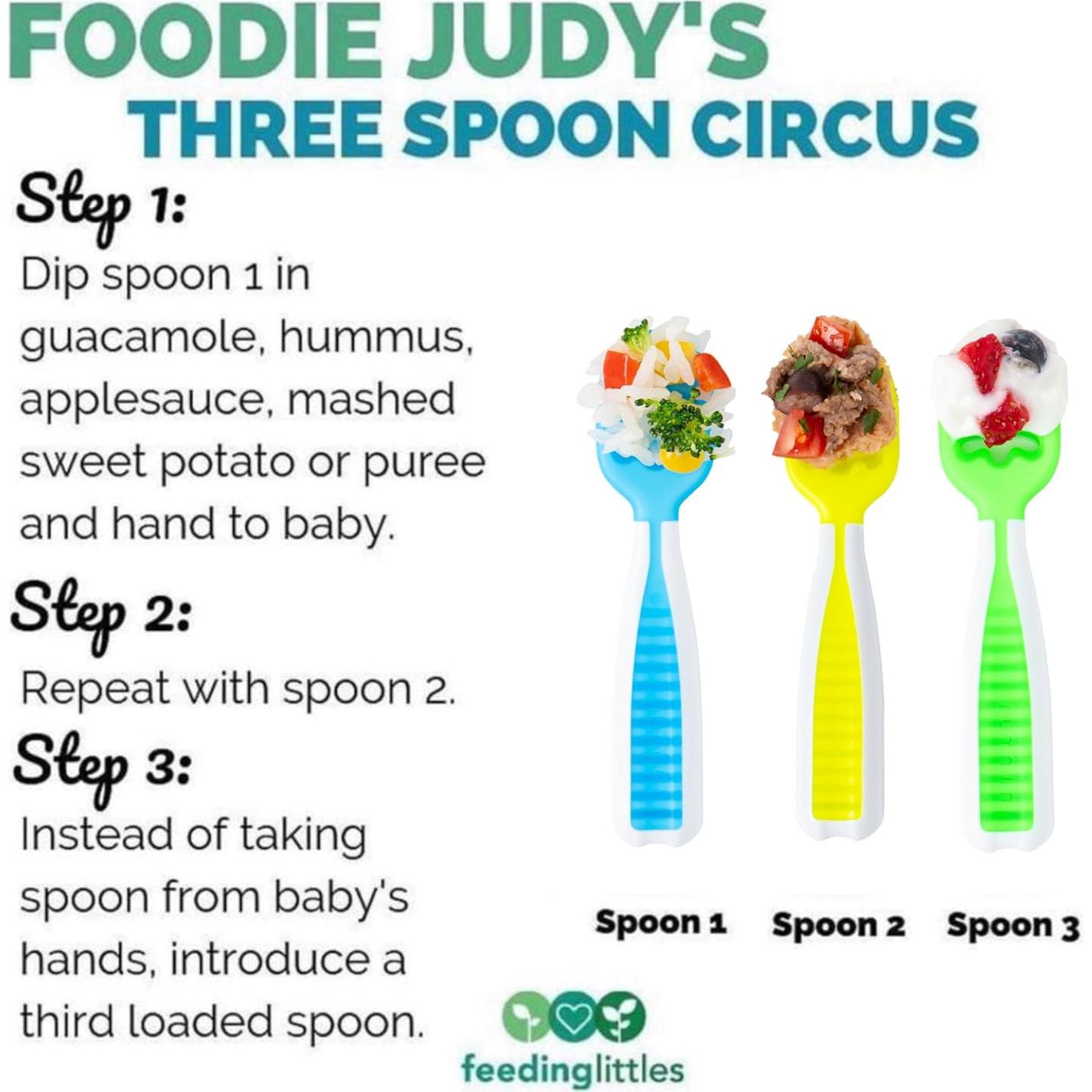 Juego de Cucharas de Silicona GOOtensils Feeding Littles - 3 Piezas