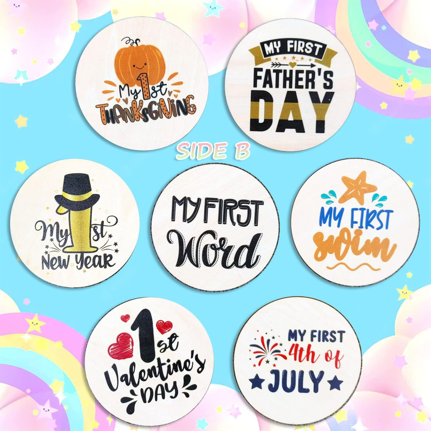 Tarjetas de Hitos Mensuales de Madera RORANIC para Bebés