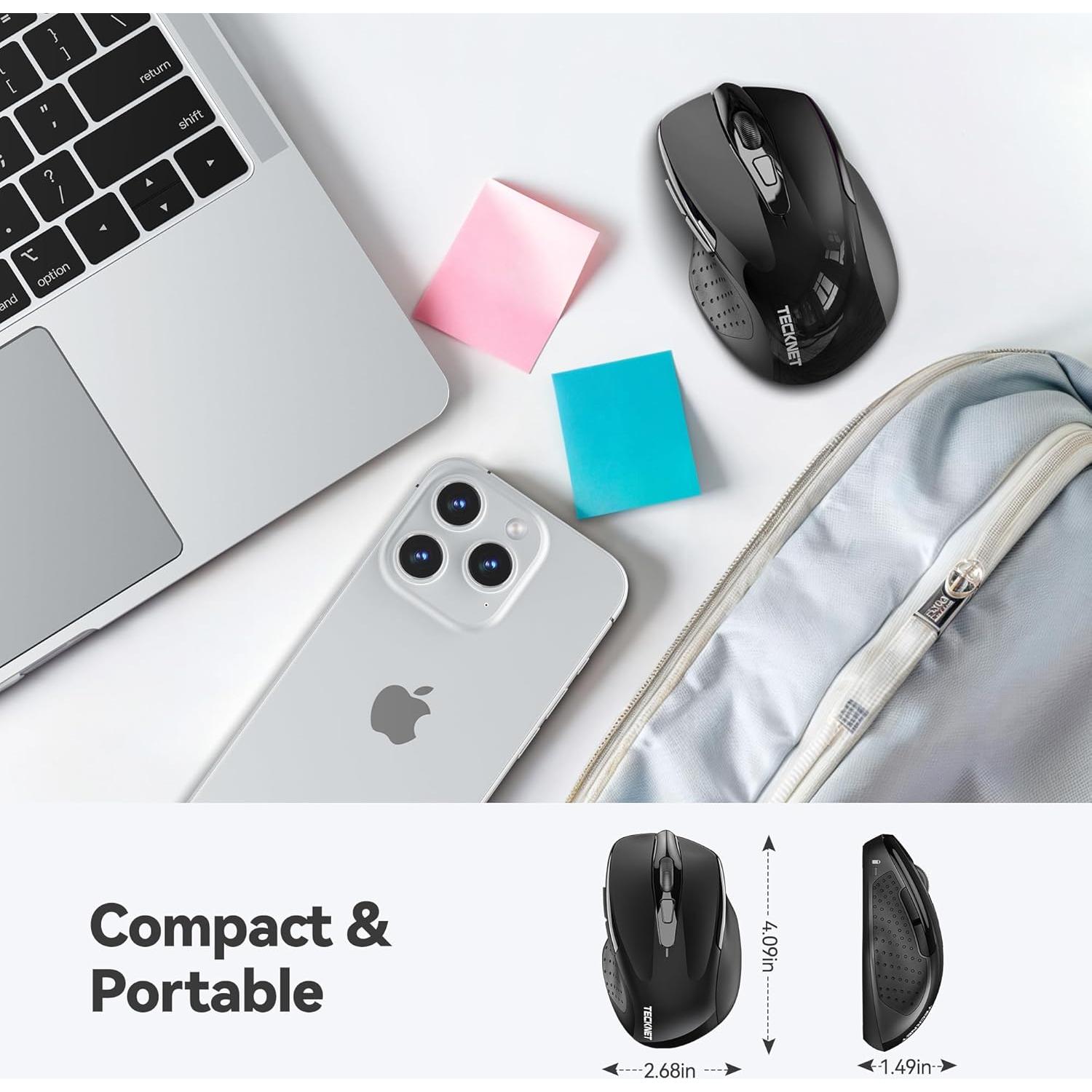 Ratón Inalámbrico Silencioso TECKNET 2.4G 6 DPI Ajustables Negro