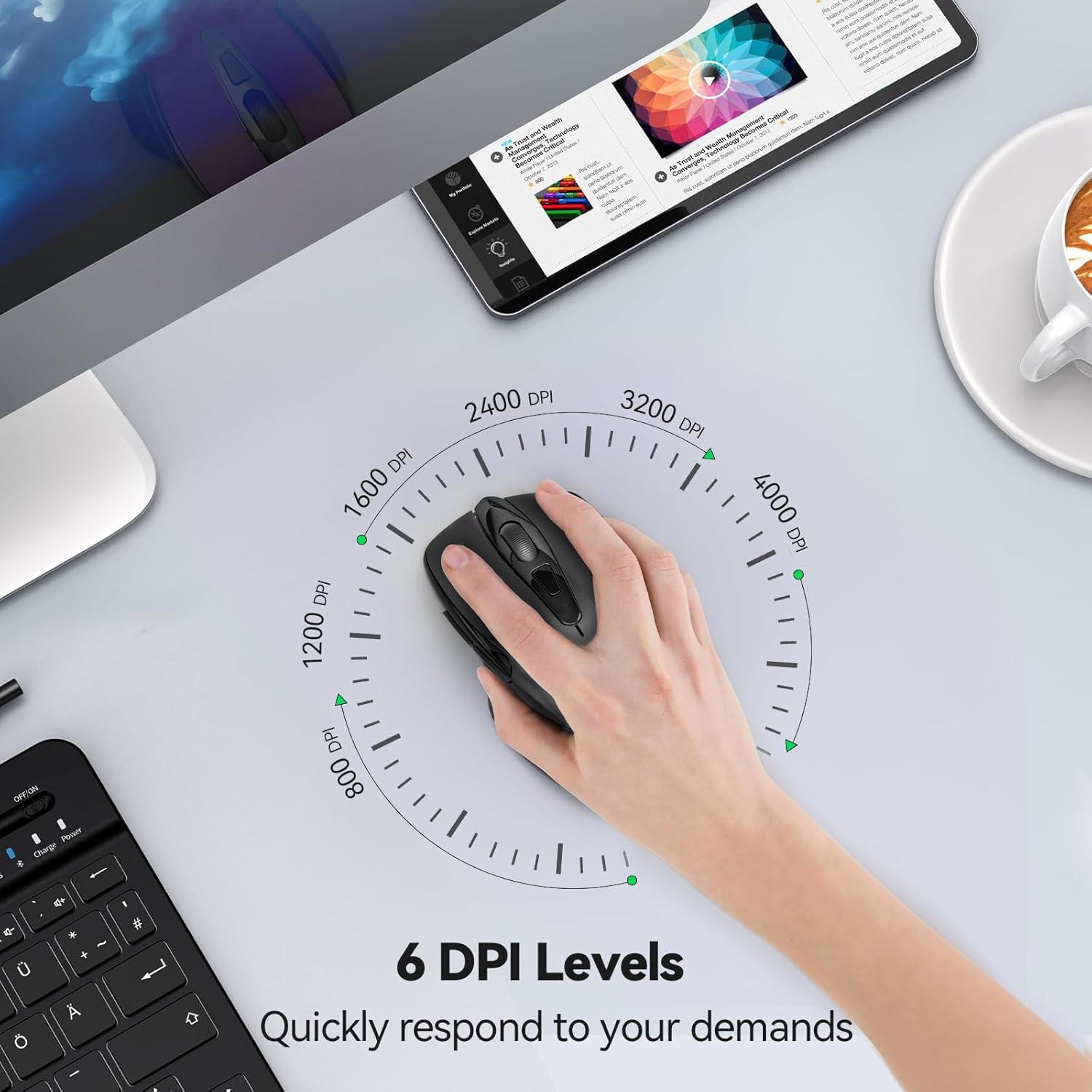 Ratón Inalámbrico Silencioso TECKNET 2.4G 6 DPI Ajustables Negro