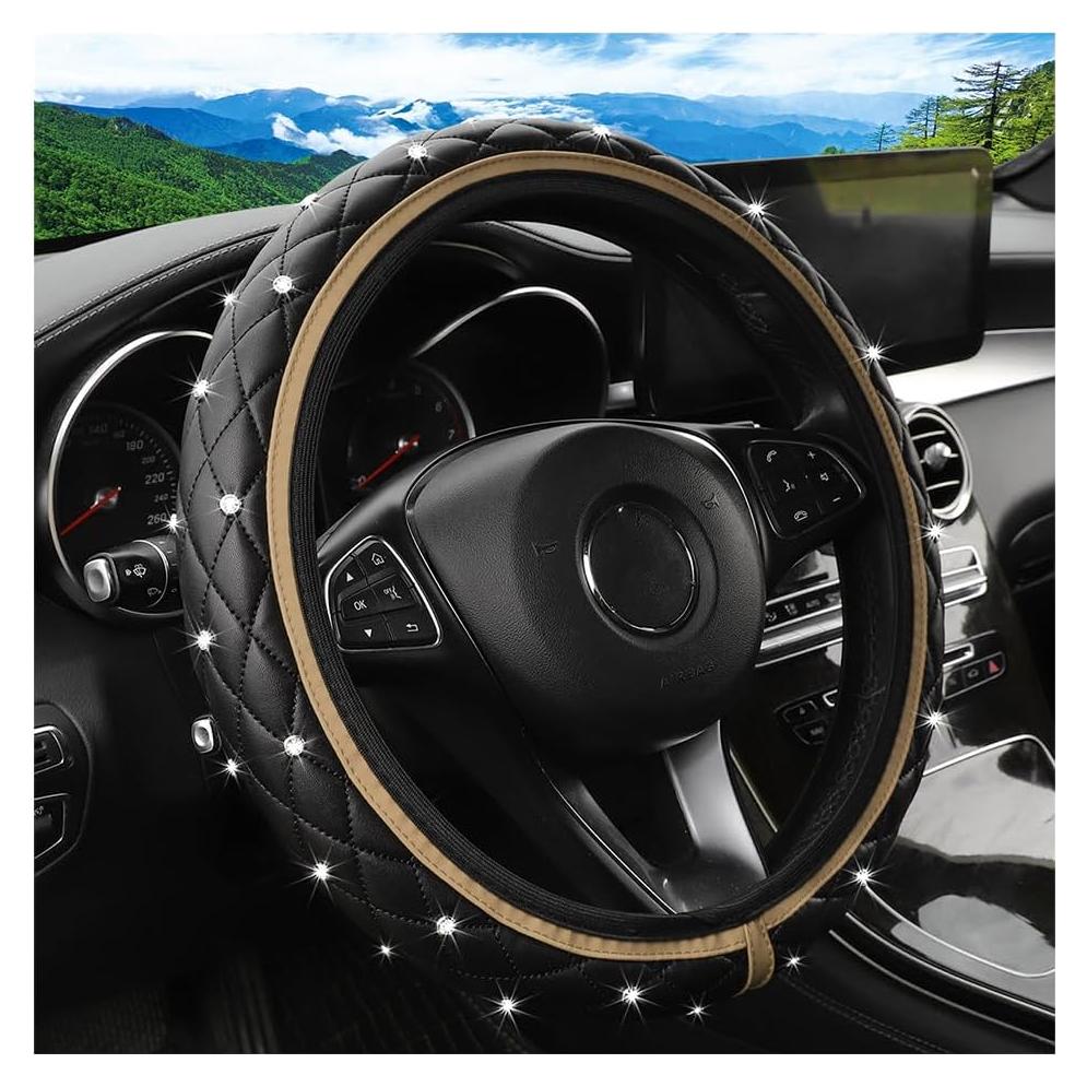 Cubierta de Volante de Coche KHGUZ Beige Antideslizante 37-38cm