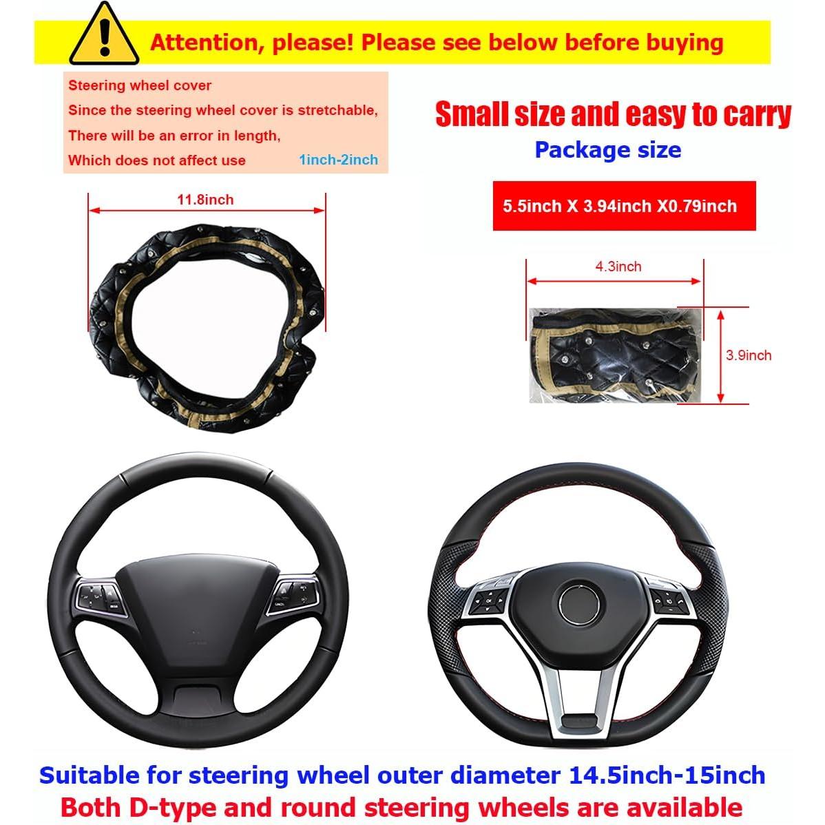 Cubierta de Volante de Coche KHGUZ Beige Antideslizante 37-38cm