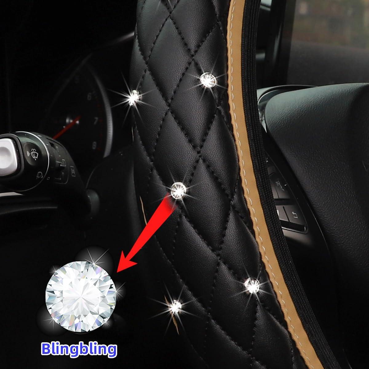 Cubierta de Volante de Coche KHGUZ Beige Antideslizante 37-38cm