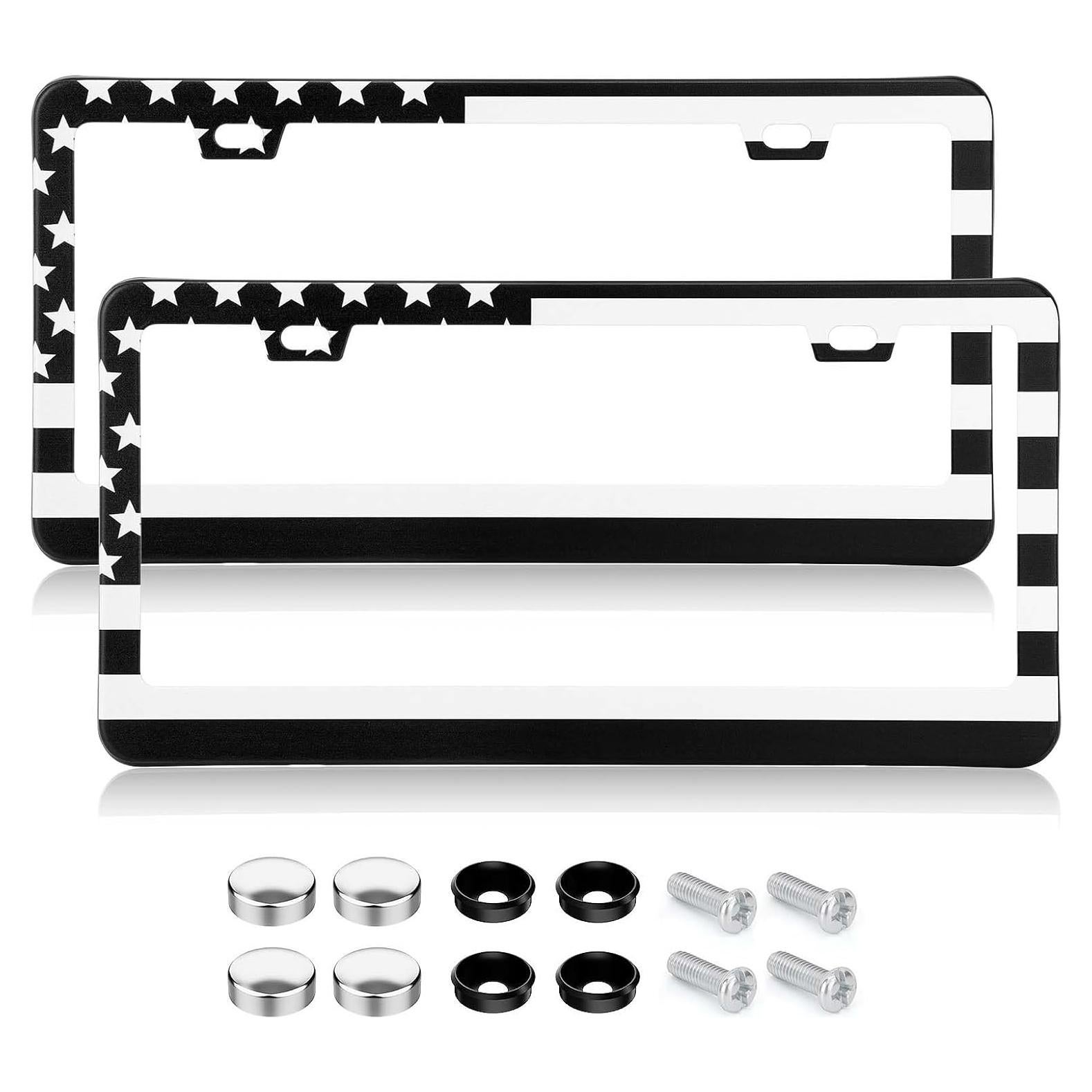 Marco de Placa de Licencia Bandera Americana Negra XCLPF