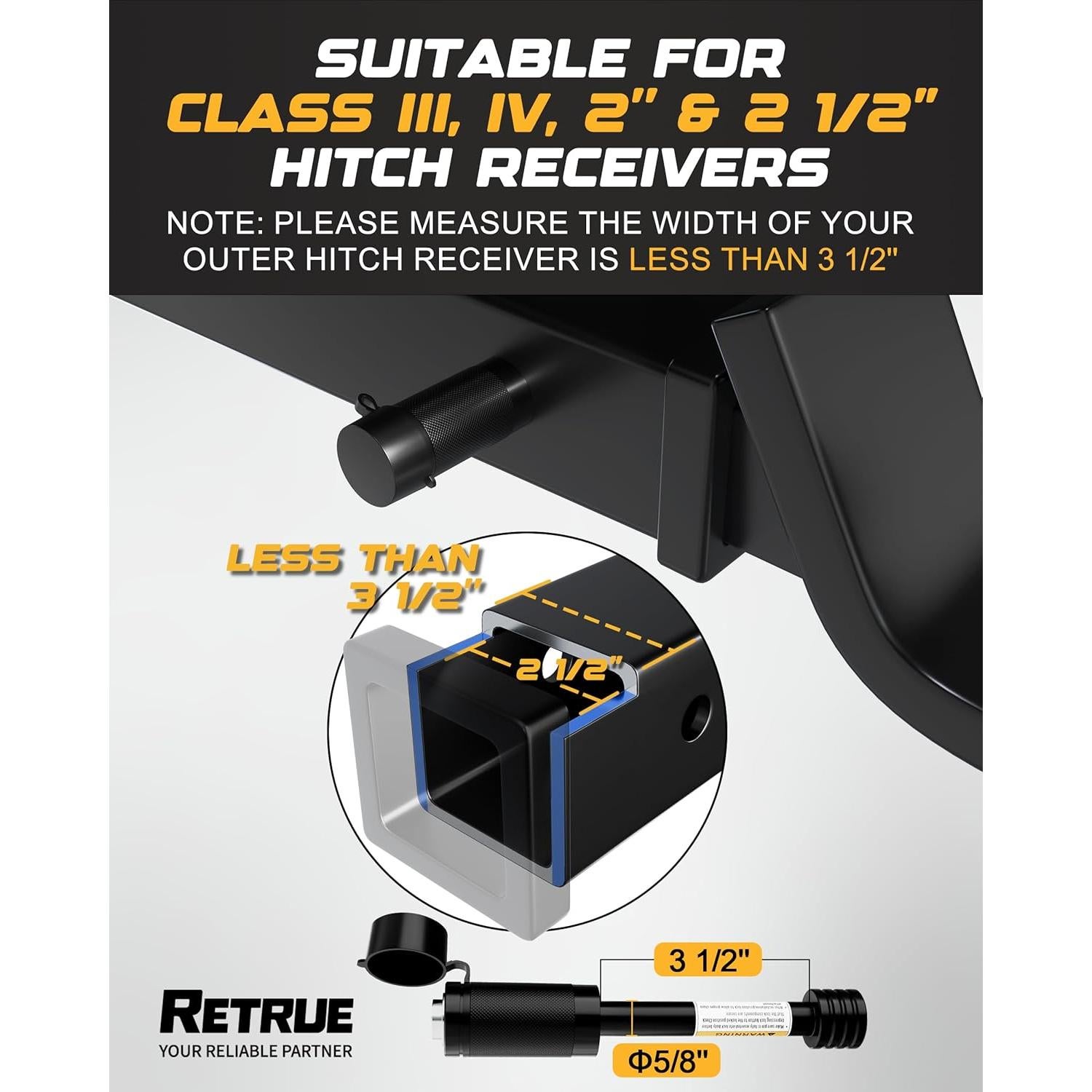 Cerradura de Enganche de Remolque RETRUE 5/8" Ajustable 3-3.5"