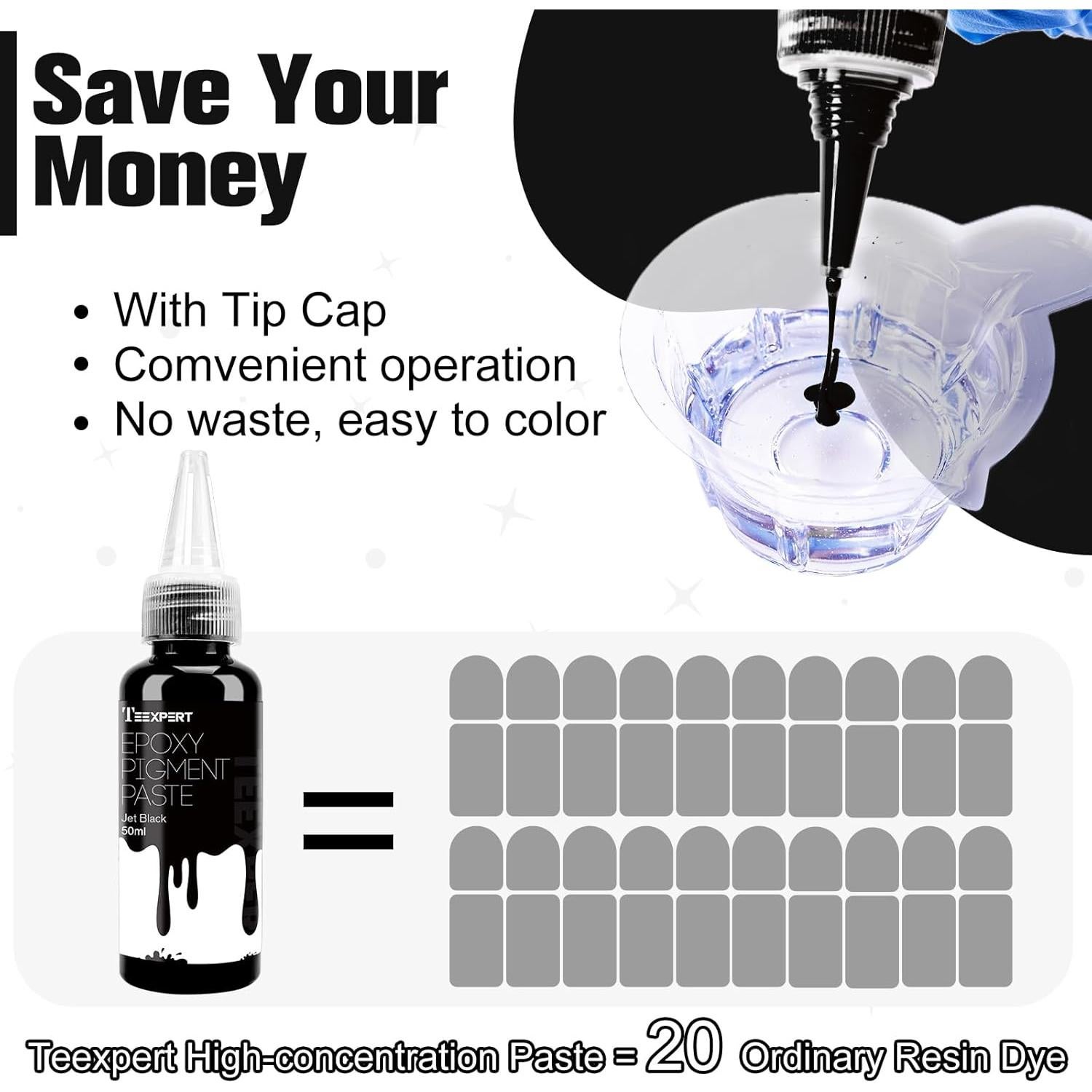 Pasta de Pigmento Epóxico Teexpert 100ml Negro y Blanco