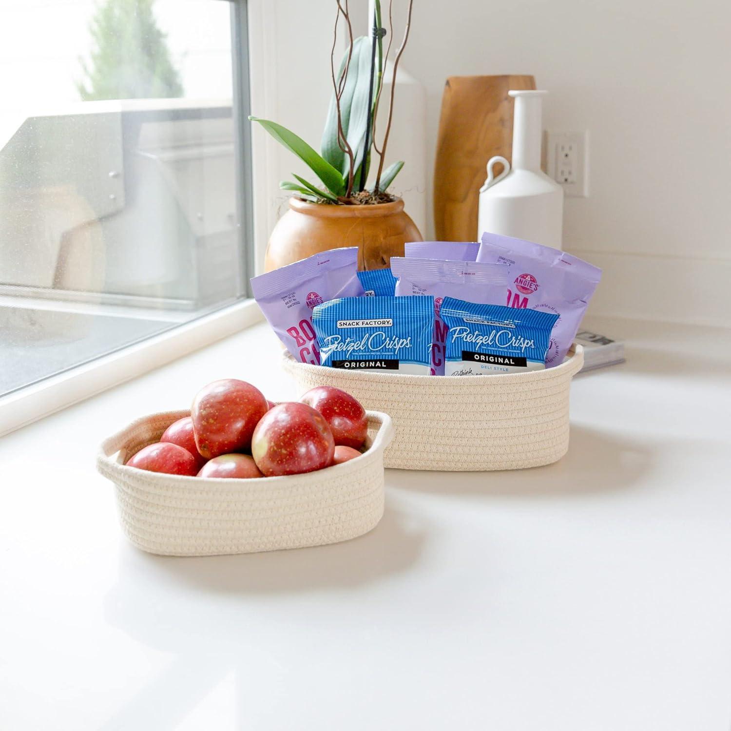 NaturalCozy Juego de 5 Cestas de Almacenamiento de Algodón