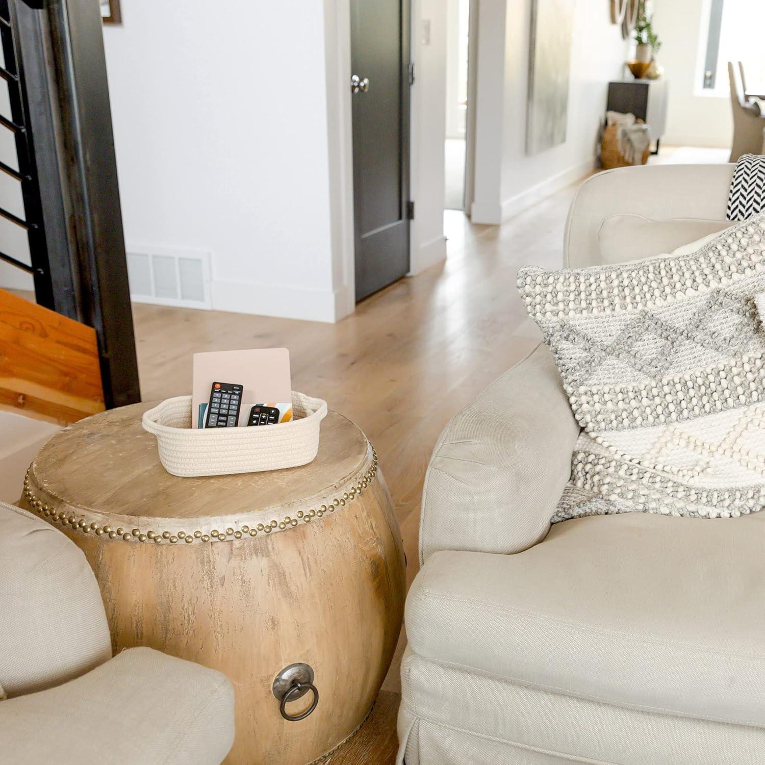 NaturalCozy Juego de 5 Cestas de Almacenamiento de Algodón