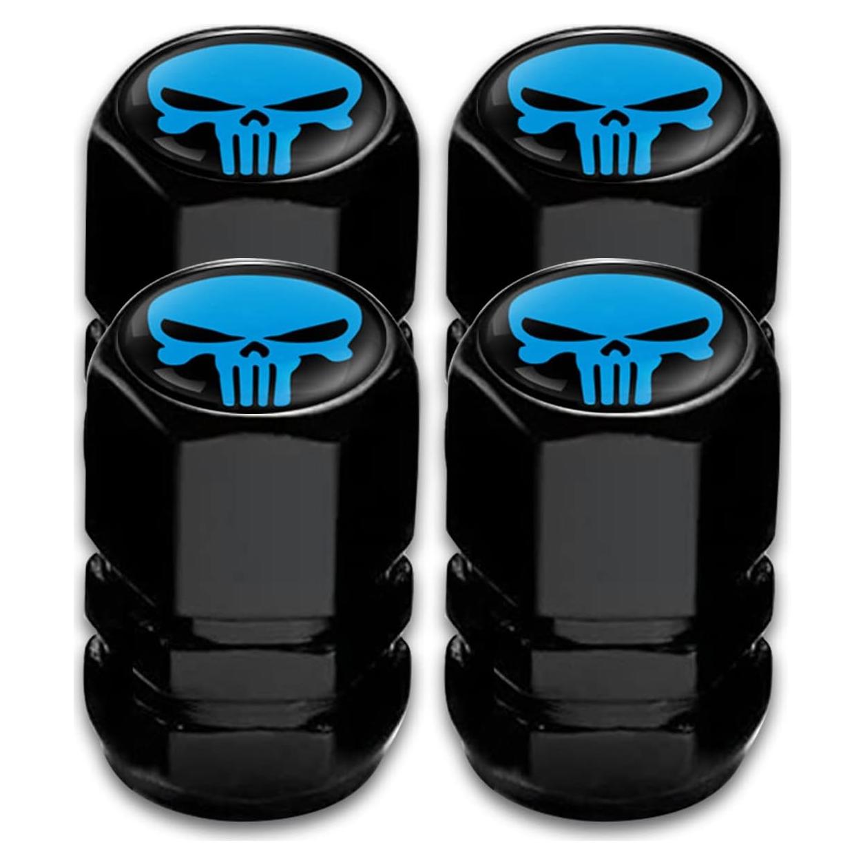 4 Tapas de Válvula de Neumático Sodcay Calavera Azul