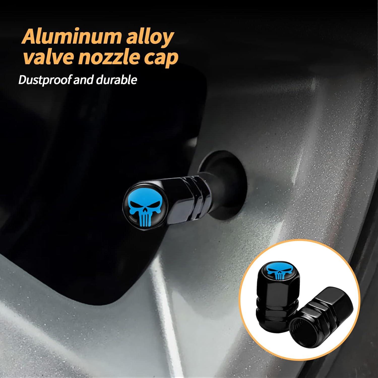 4 Tapas de Válvula de Neumático Sodcay Calavera Azul