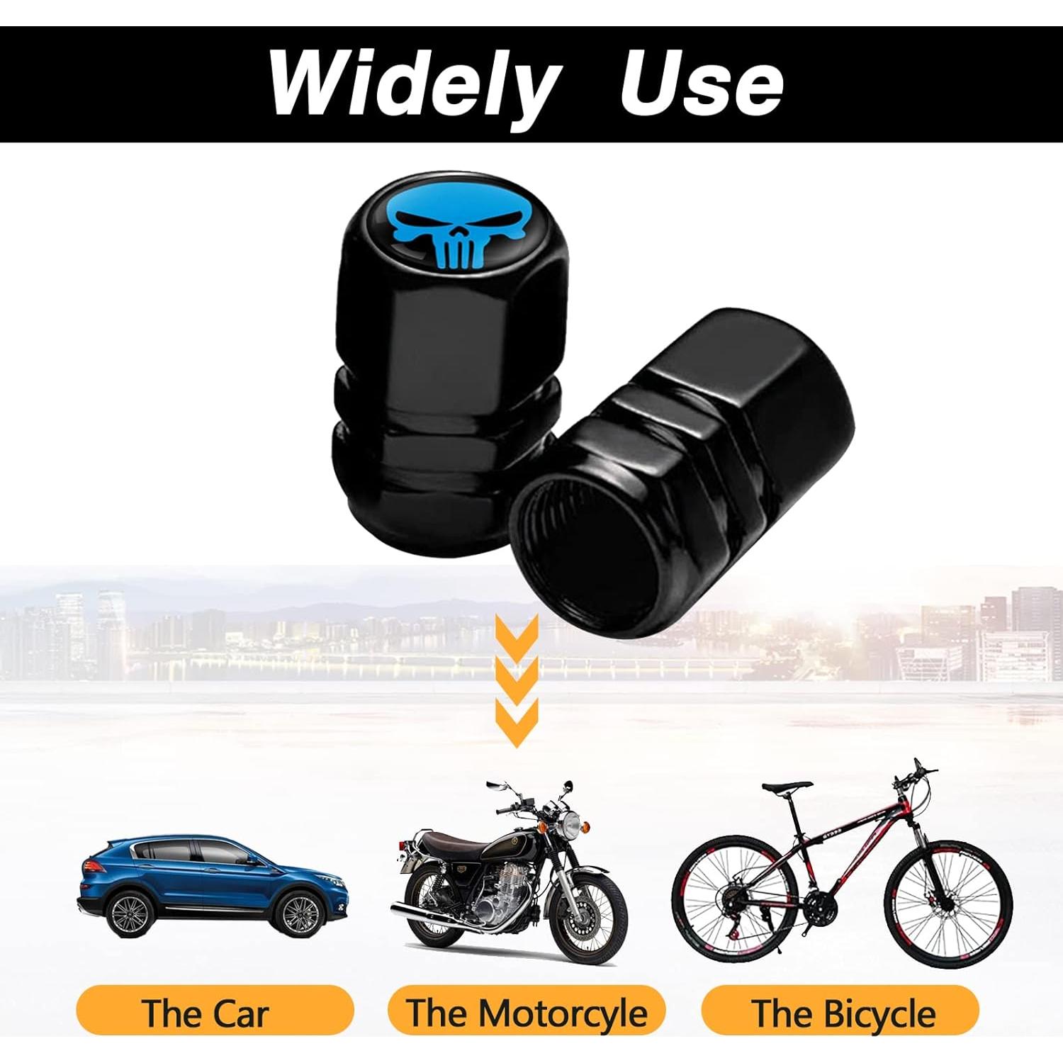 4 Tapas de Válvula de Neumático Sodcay Calavera Azul