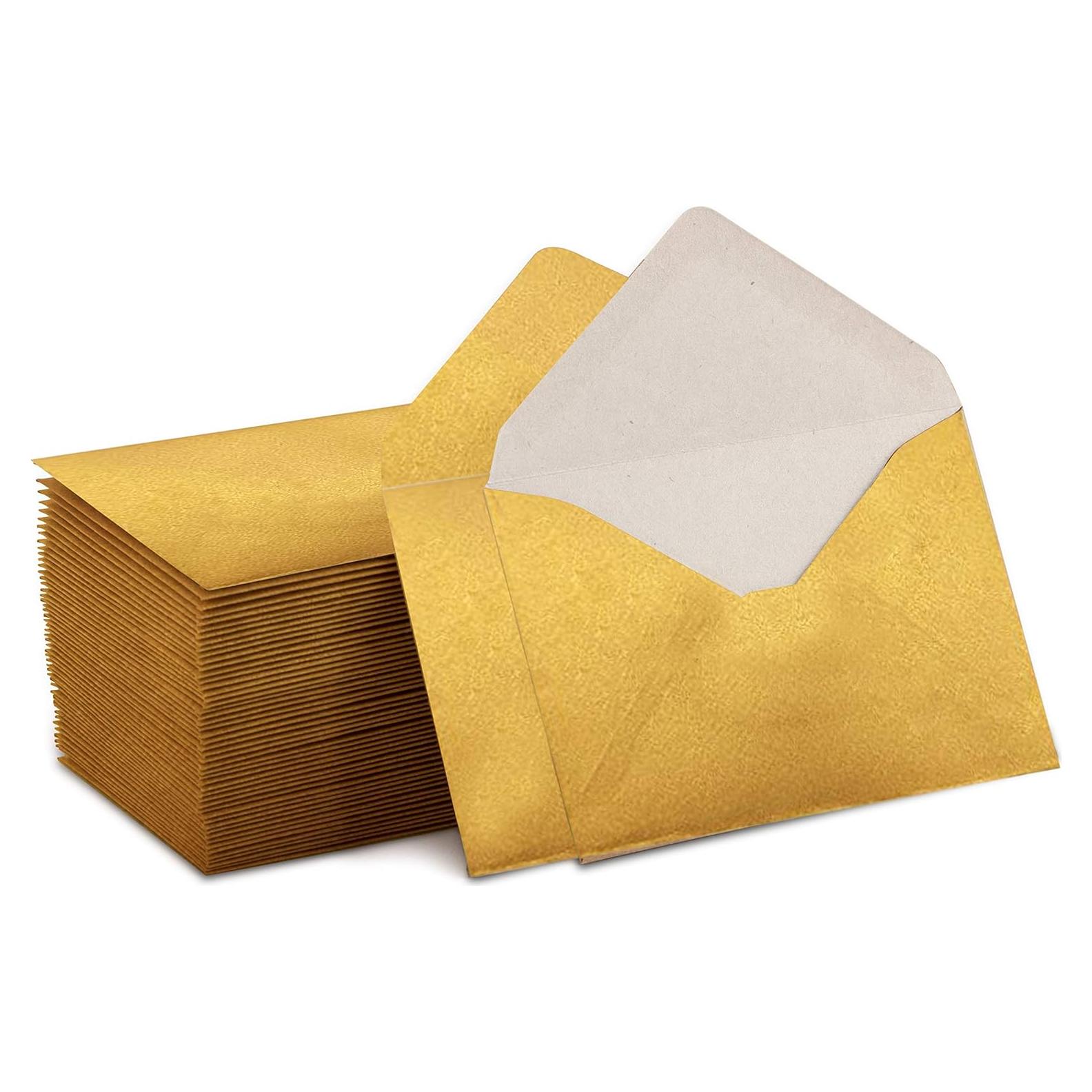 Mini Sobres Dorados 10.16 x 6.99 cm Purple Q Crafts - Paquete de 100