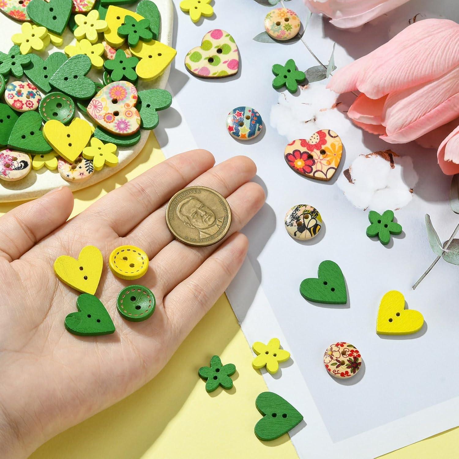 KitBeads 230pcs Botones de Madera Coloridos para DIY