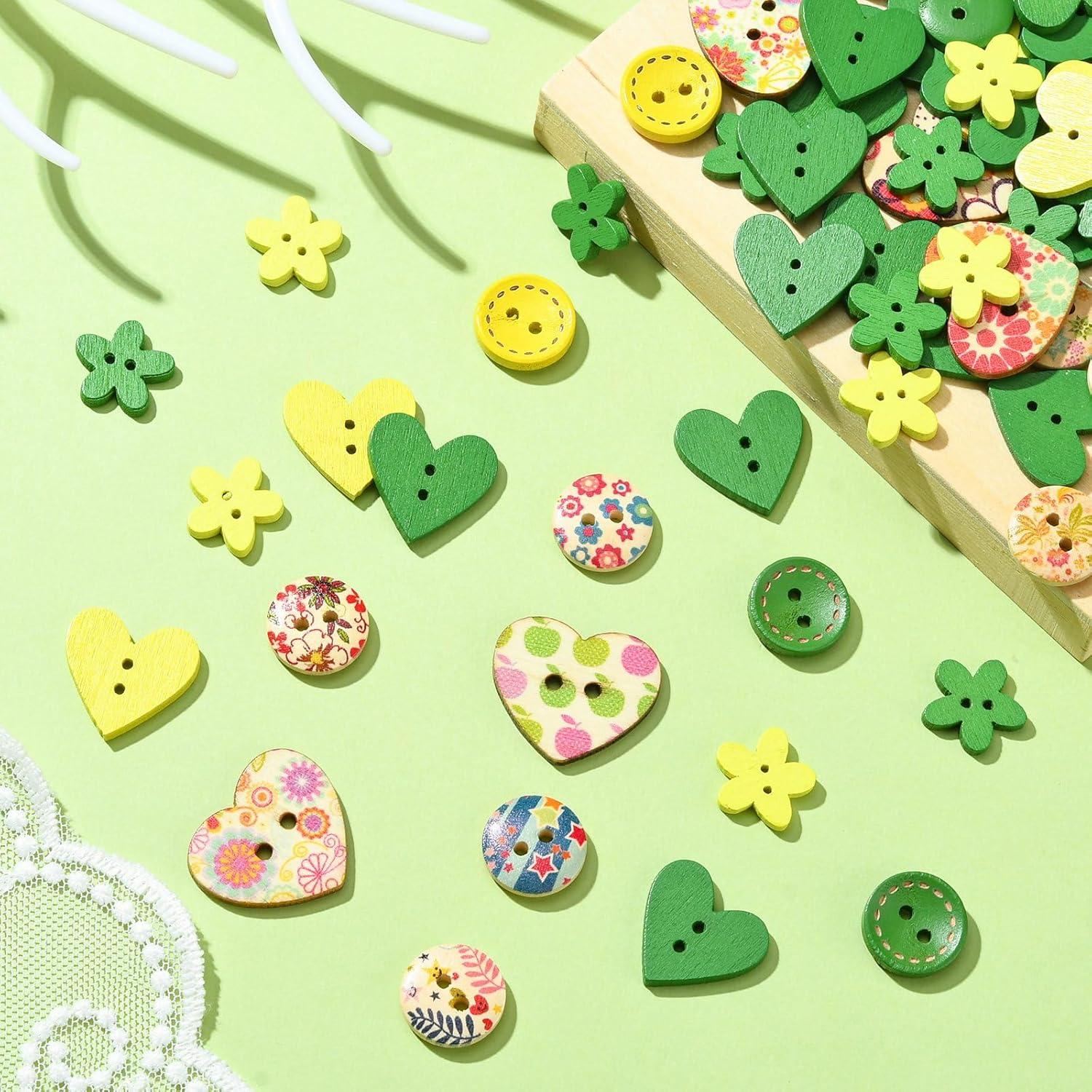 KitBeads 230pcs Botones de Madera Coloridos para DIY