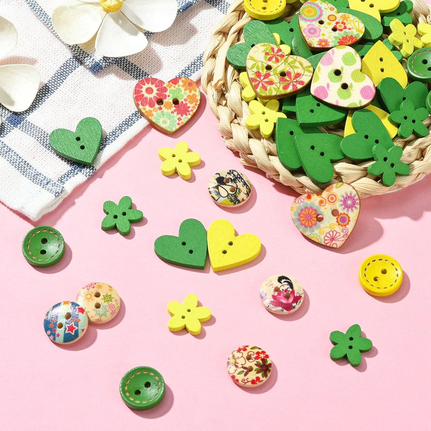 KitBeads 230pcs Botones de Madera Coloridos para DIY