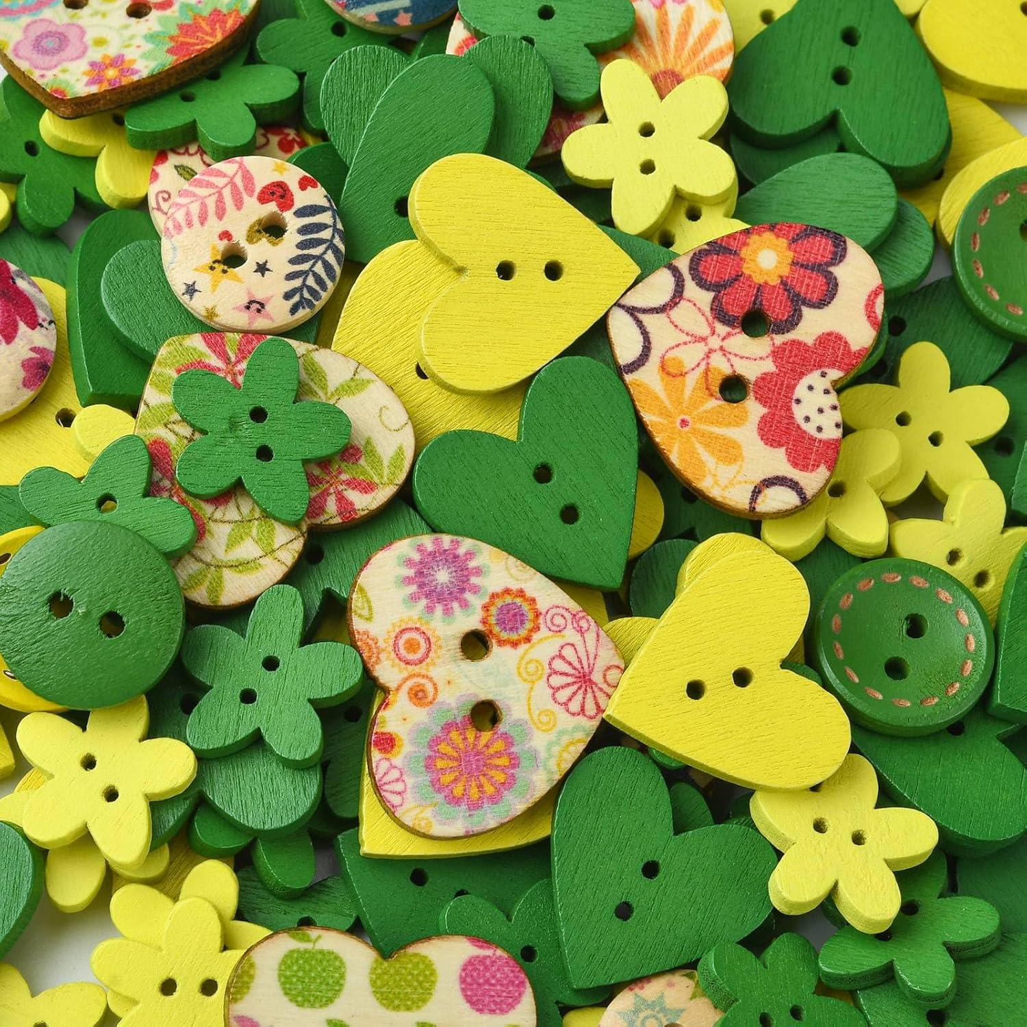 KitBeads 230pcs Botones de Madera Coloridos para DIY