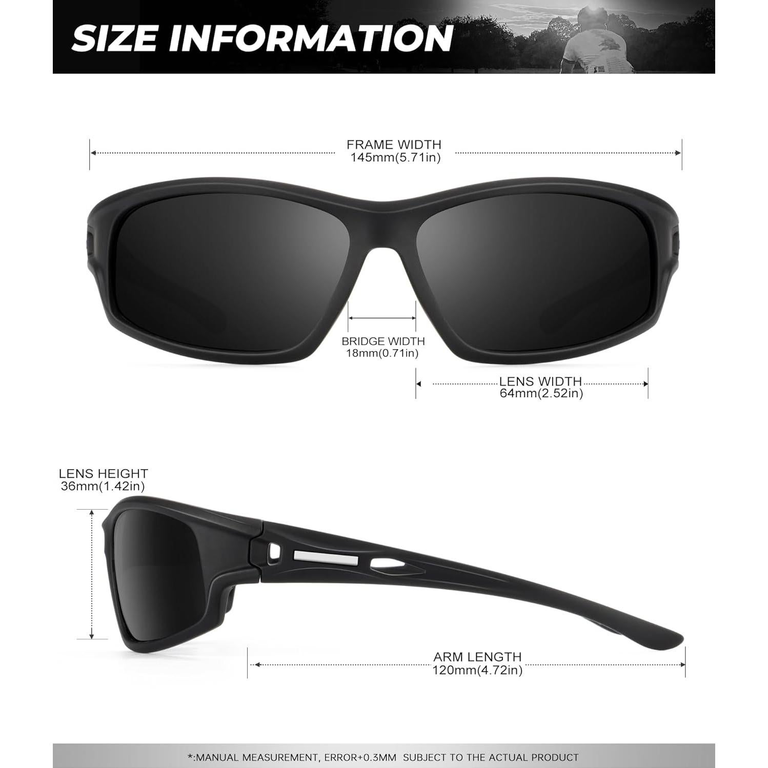 Gafas de sol polarizadas QALLY UV400 para hombres - Negro