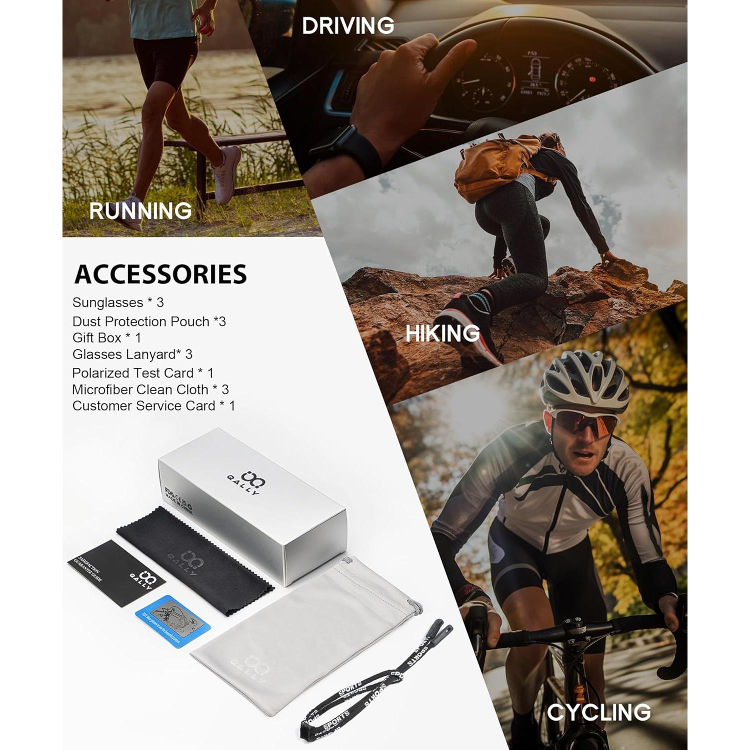 Gafas de sol polarizadas QALLY UV400 para hombres - Negro