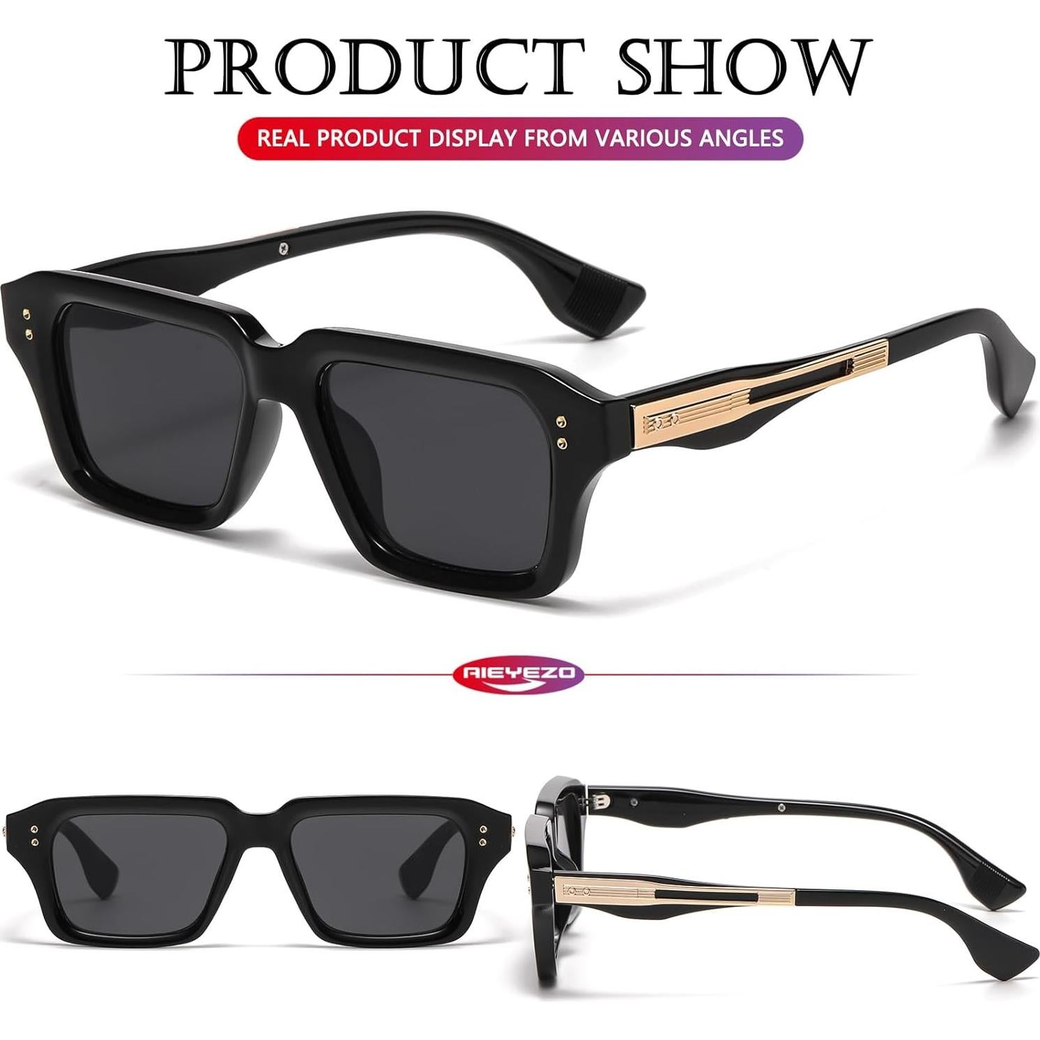 Gafas de Sol Rectangulares AIEYEZO UV400 Moda Retro