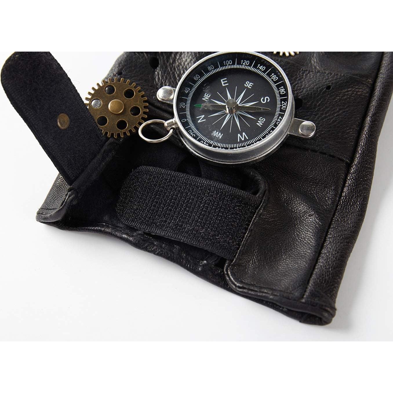 Guantes de Cuero Steampunk KOGOGO para Hombre Sin Dedos