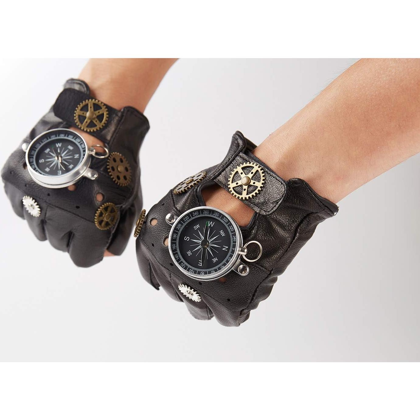 Guantes de Cuero Steampunk KOGOGO para Hombre Sin Dedos