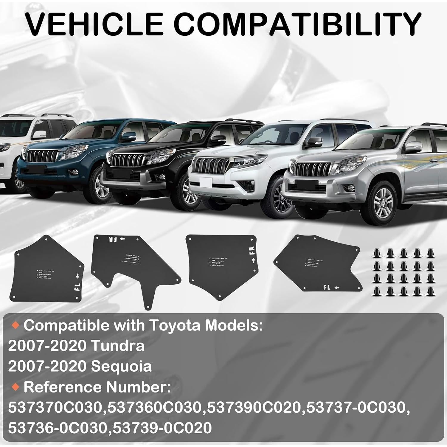 Guardias de Salpicaduras Jiankun para Toyota Tundra 2007-2020