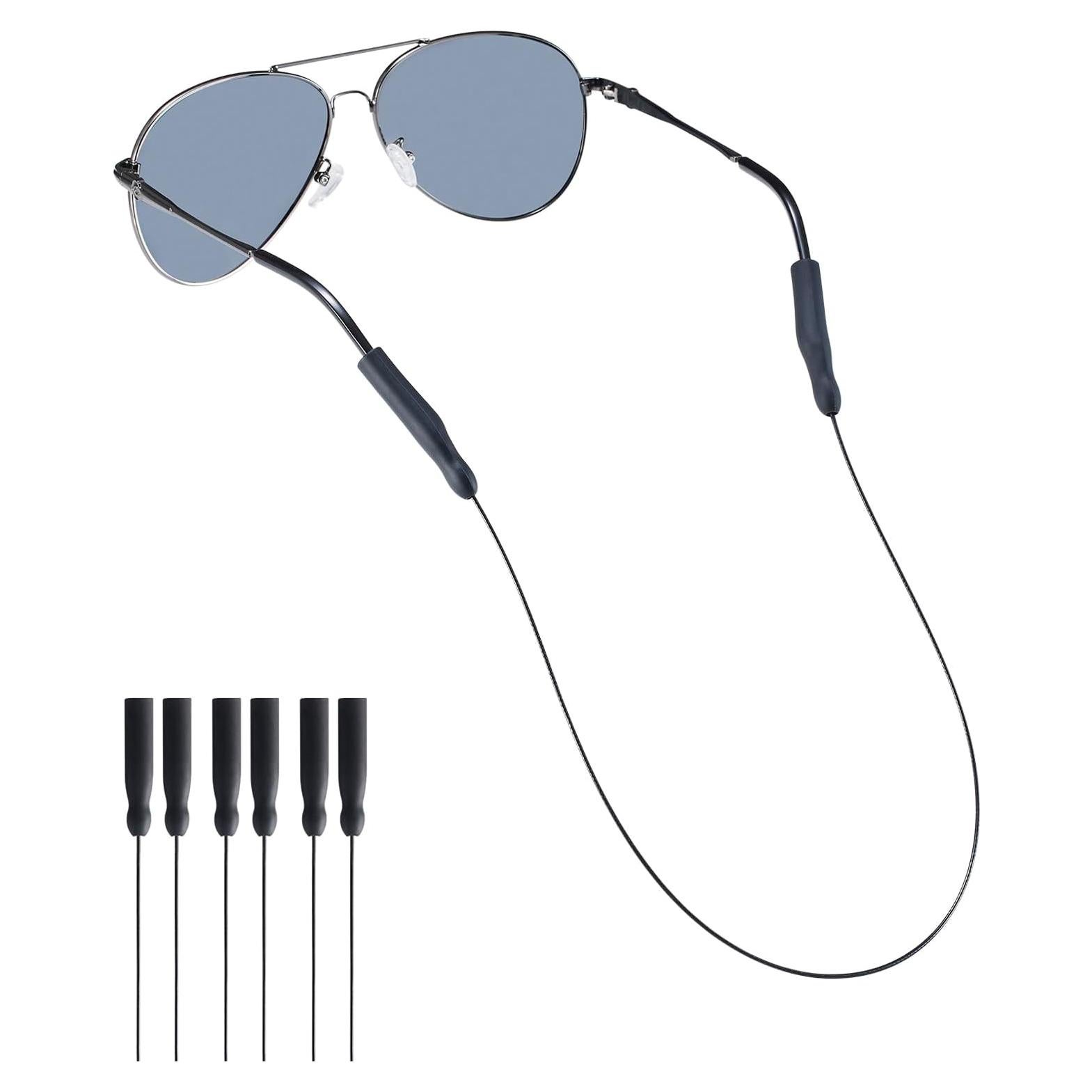 Glasses Strap - Sunglasses Strap, No Tail Wire Eyeglasses Straps Eyewear String, Eye Glasses Holders Around Neck for Men, Women, Kids, Glasses Chain, String(3pcs Black 16in)