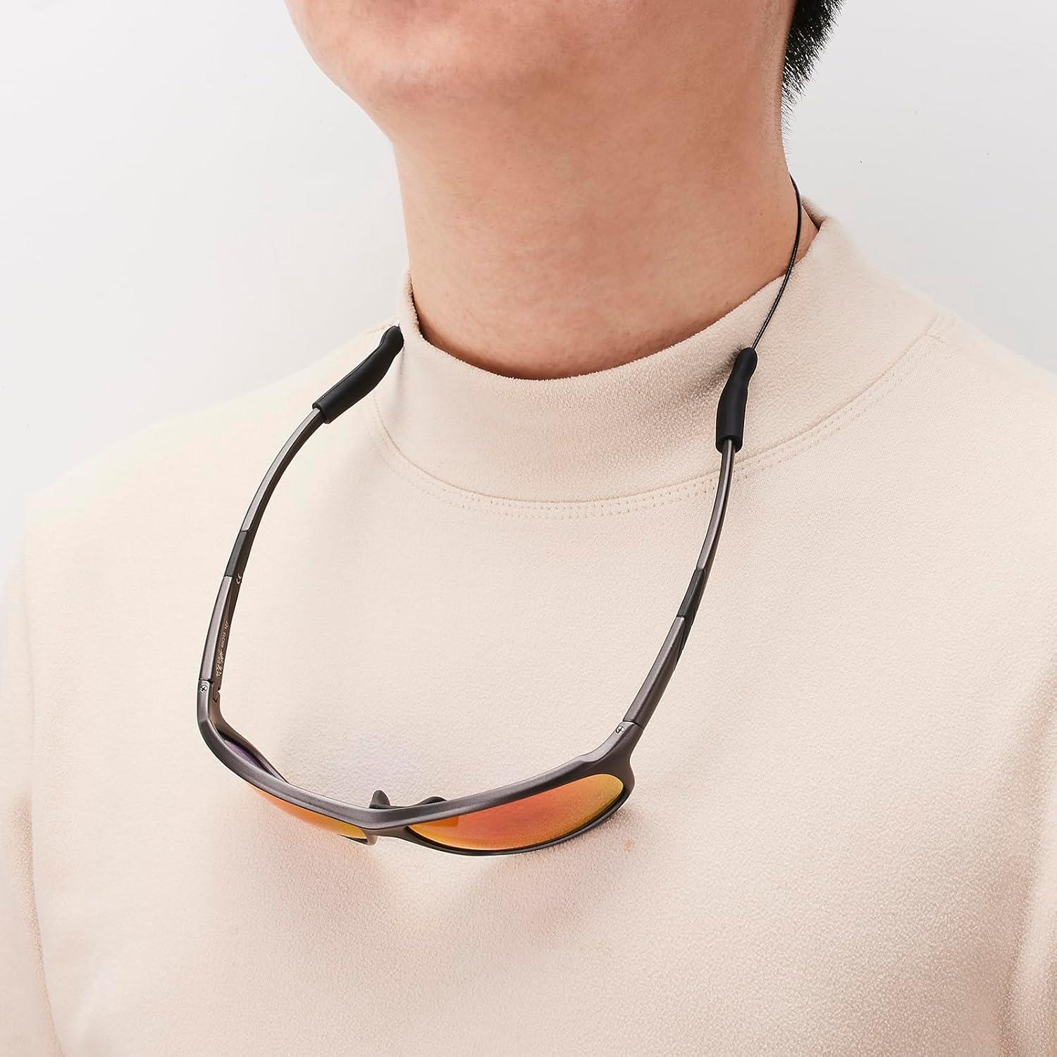 Glasses Strap - Sunglasses Strap, No Tail Wire Eyeglasses Straps Eyewear String, Eye Glasses Holders Around Neck for Men, Women, Kids, Glasses Chain, String(3pcs Black 16in)