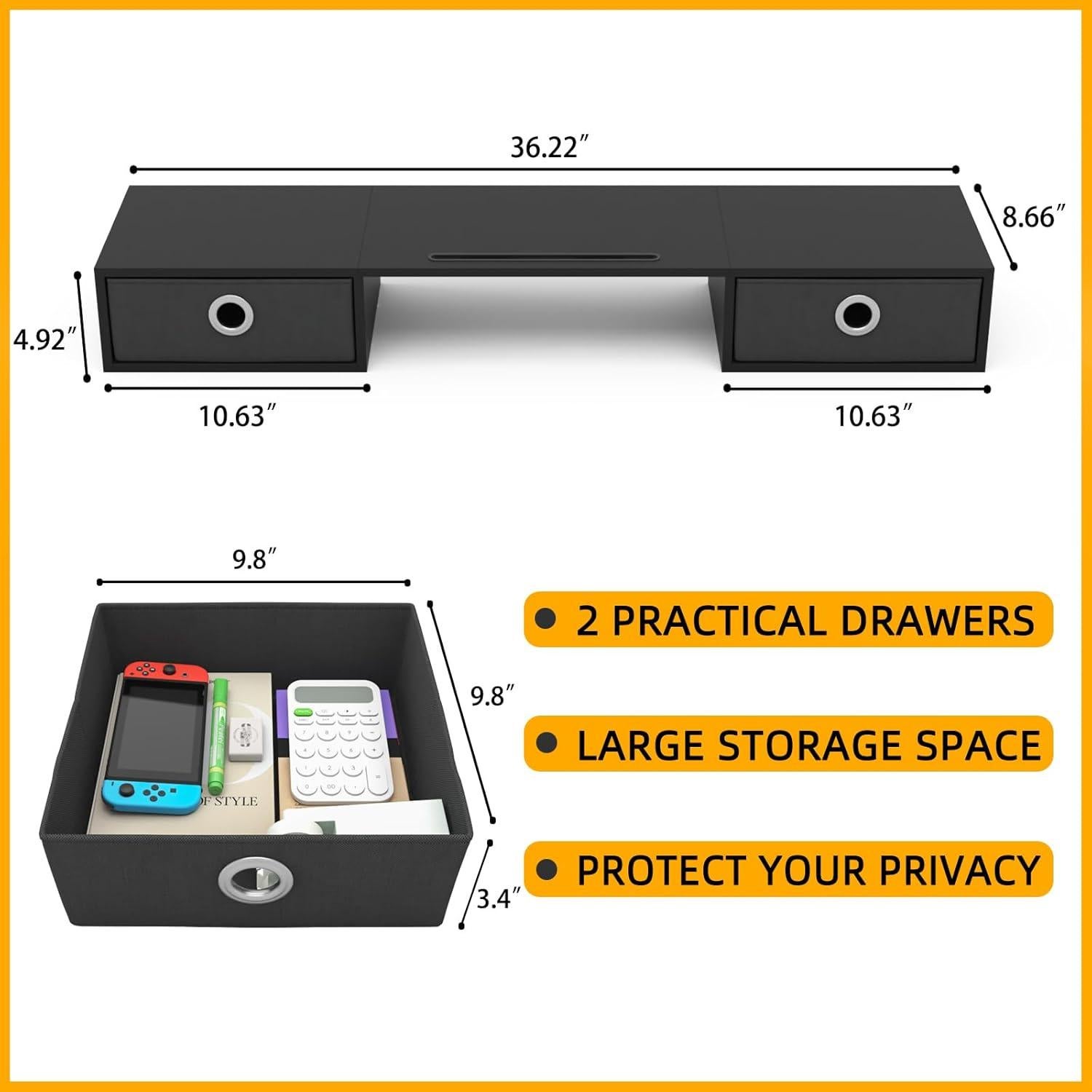 Soporte Doble Monitor WESTREE con 2 Cajones y Diseño Ergonómico
