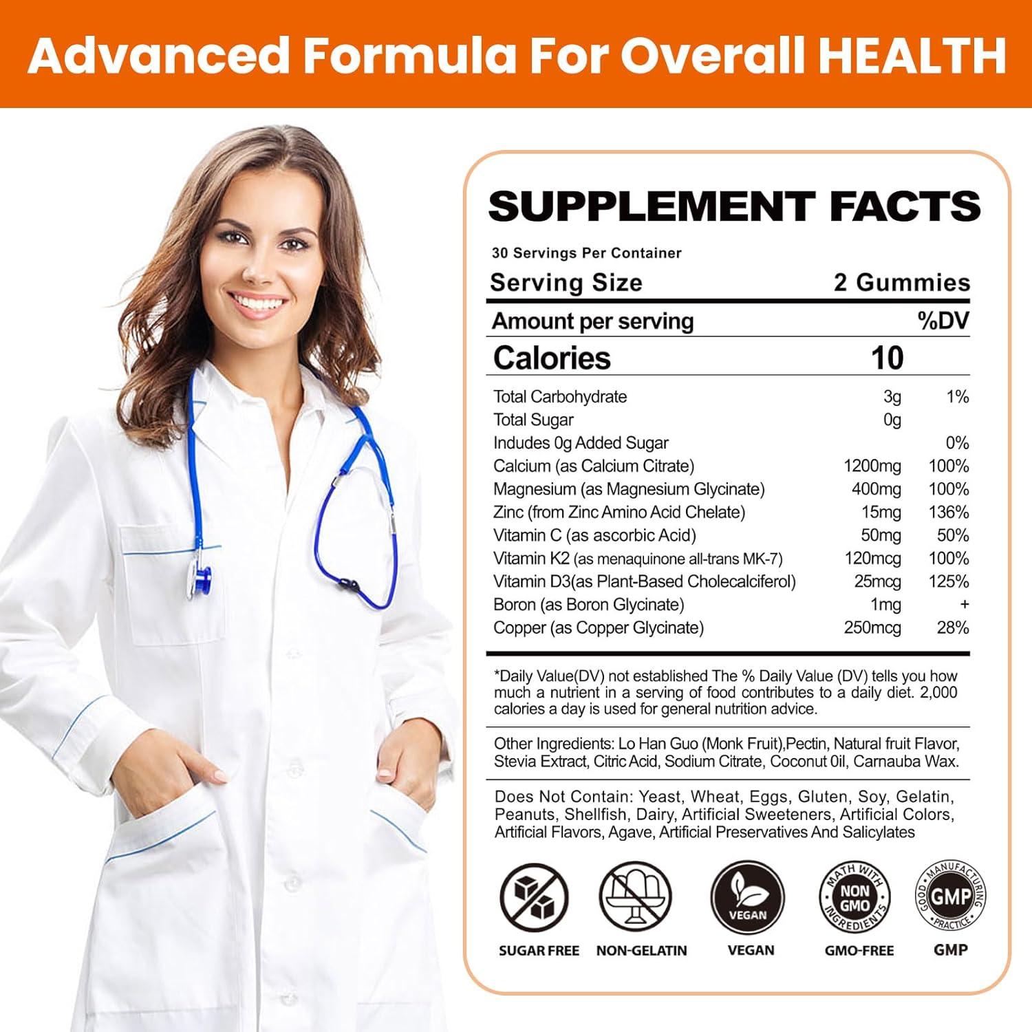 Gomitas Veganas de Calcio, Magnesio y Zinc Ceecisee 120 Unidades