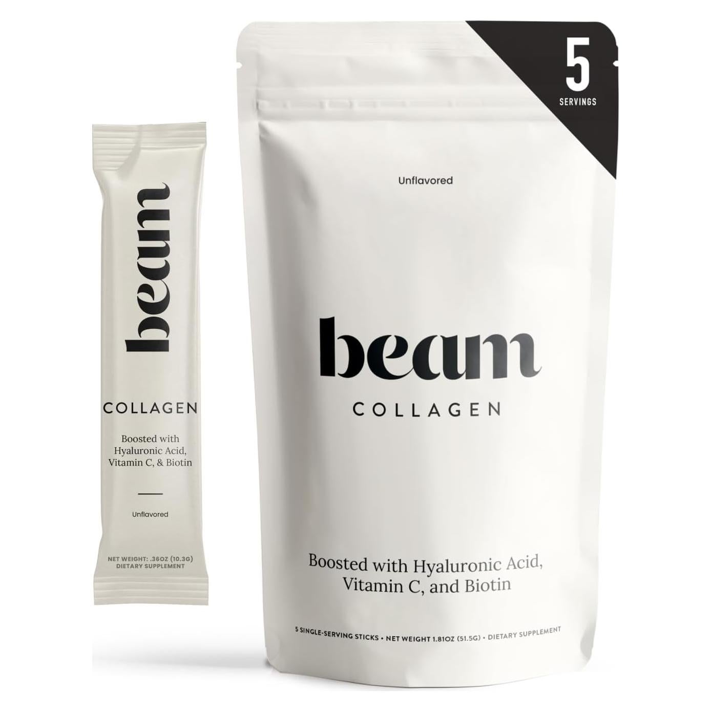 Polvo de Colágeno Beam 10.2g - Colágeno Tipo 1 y 3 con Biotina