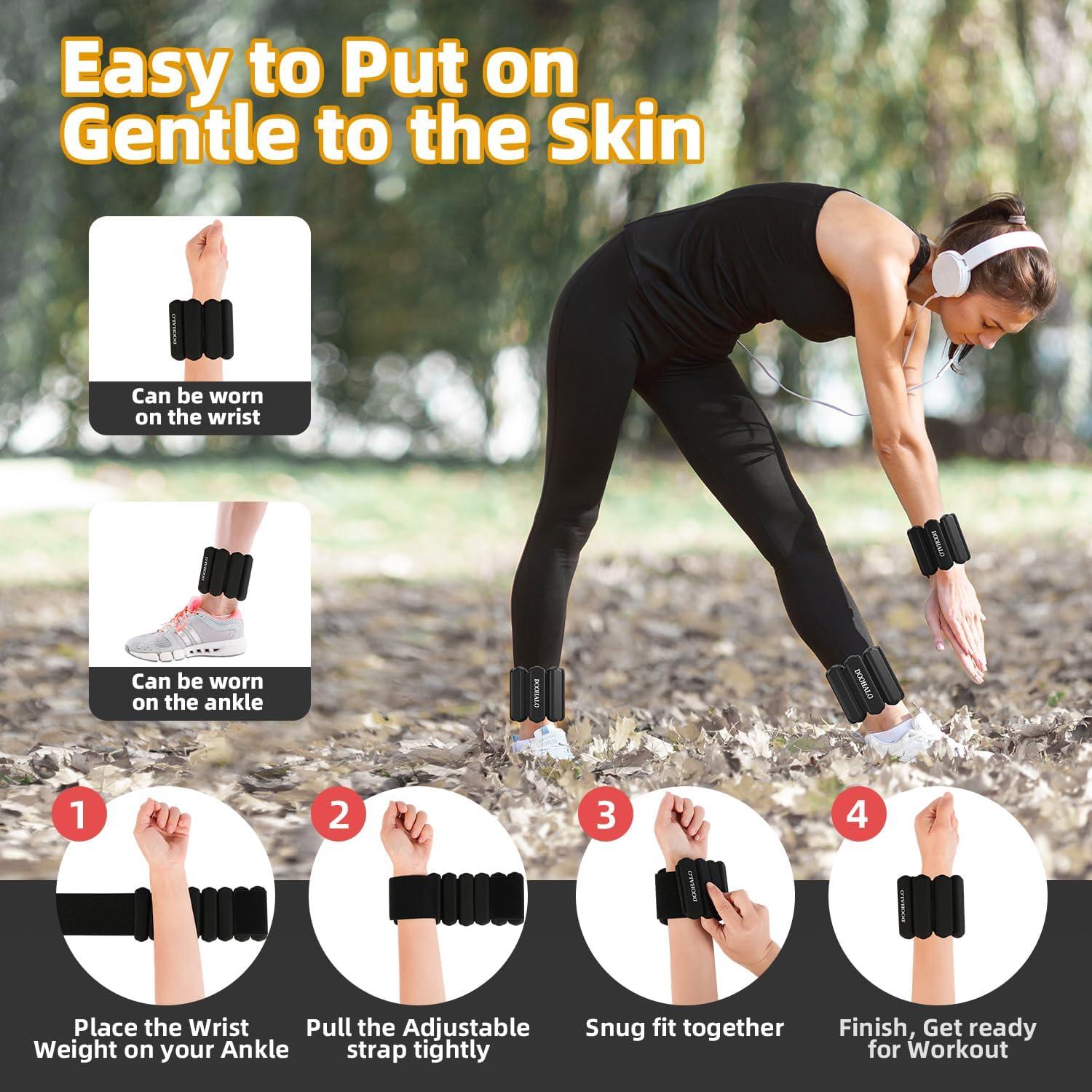 Pesas de Tobillo y Muñeca DOOHALO Ajustables 0.45 kg - Set 2 Piezas