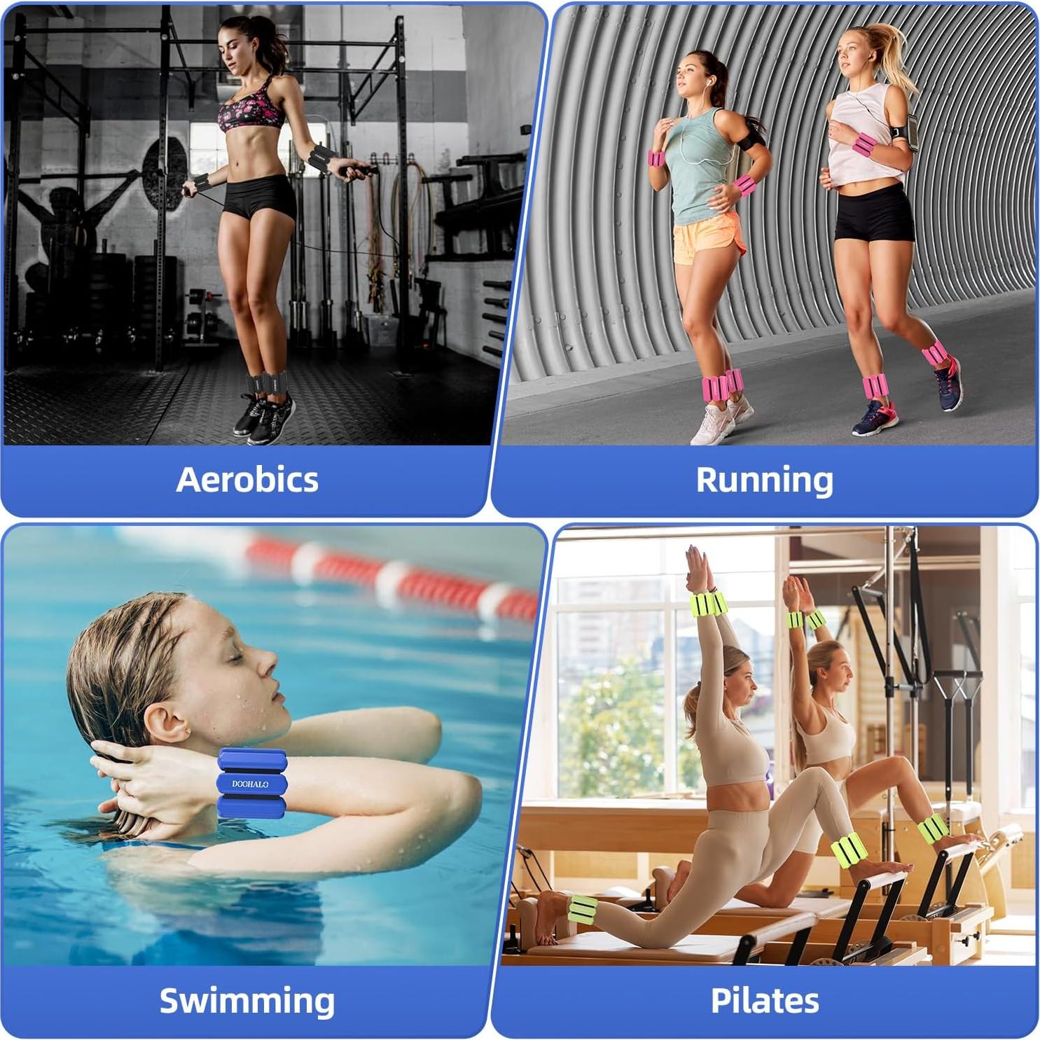 Pesas de Tobillo y Muñeca DOOHALO Ajustables 0.45 kg - Set 2 Piezas