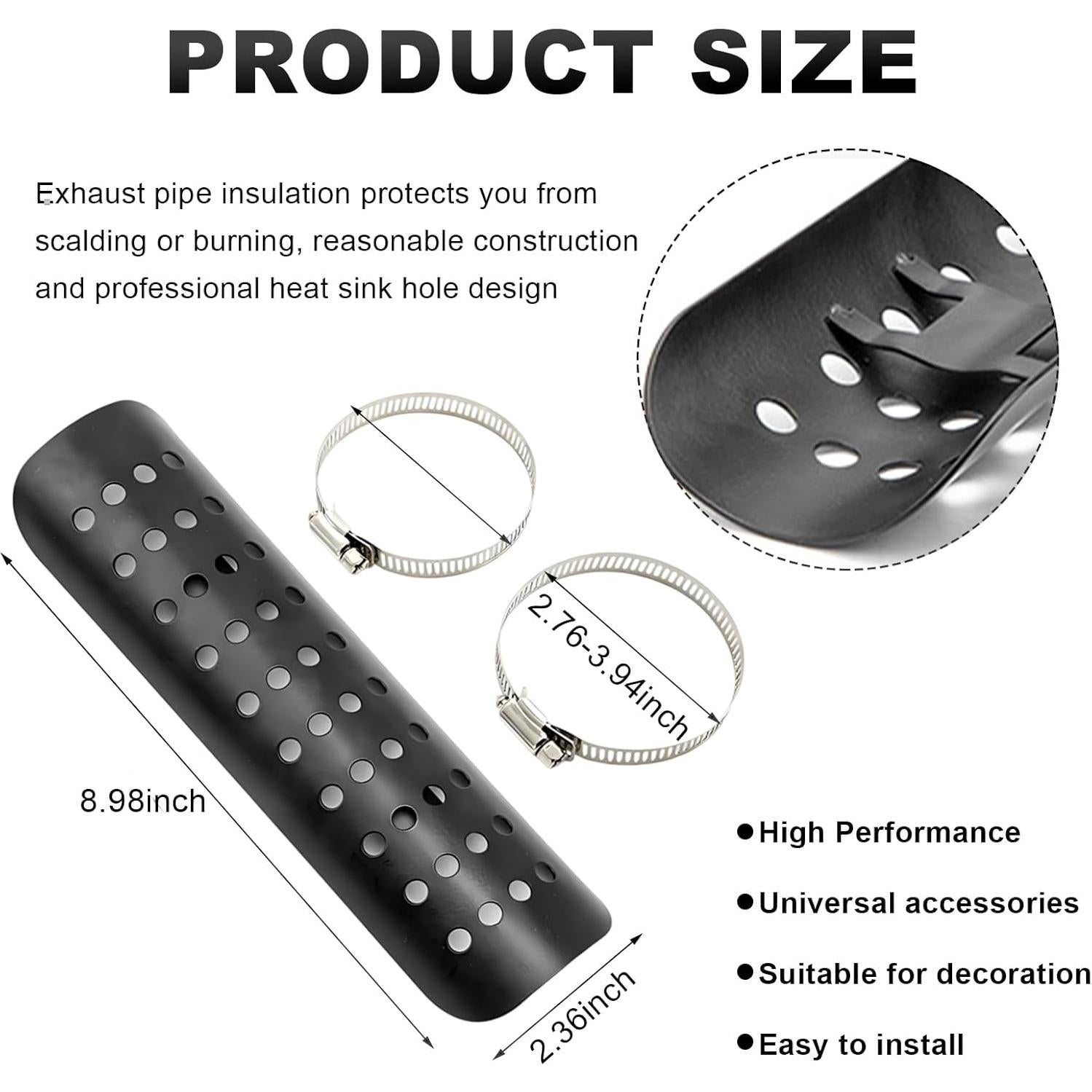 Escudo Térmico de Motocicleta Wevdn Negro 22.8x6 cm con Abrazaderas