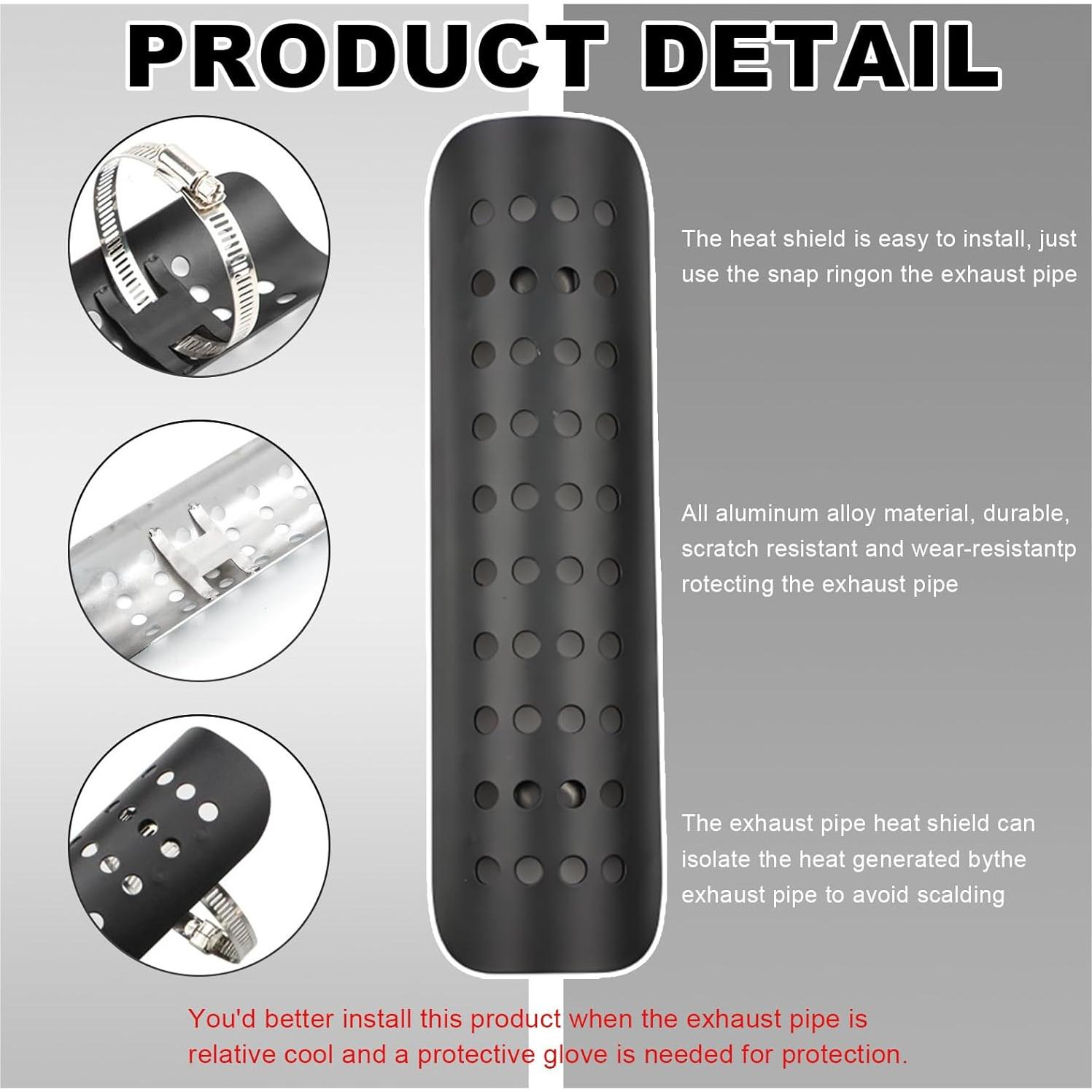 Escudo Térmico de Motocicleta Wevdn Negro 22.8x6 cm con Abrazaderas