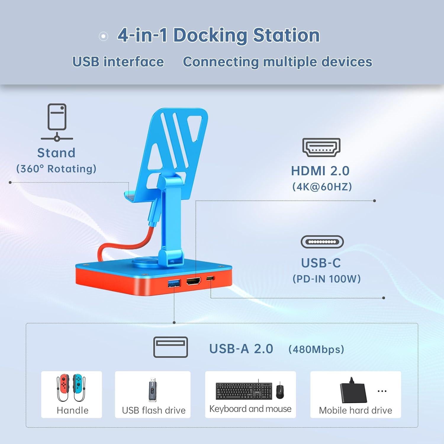 Dock 4 en 1 AMZPILOT para Nintendo Switch 4K 60Hz USB C