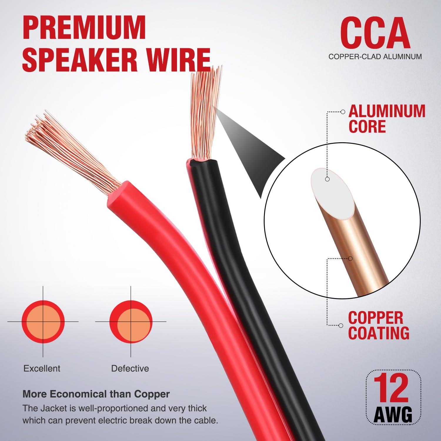 Cable Eléctrico 12AWG Nilight 15.24M CCA Rojo Negro 12V/24V
