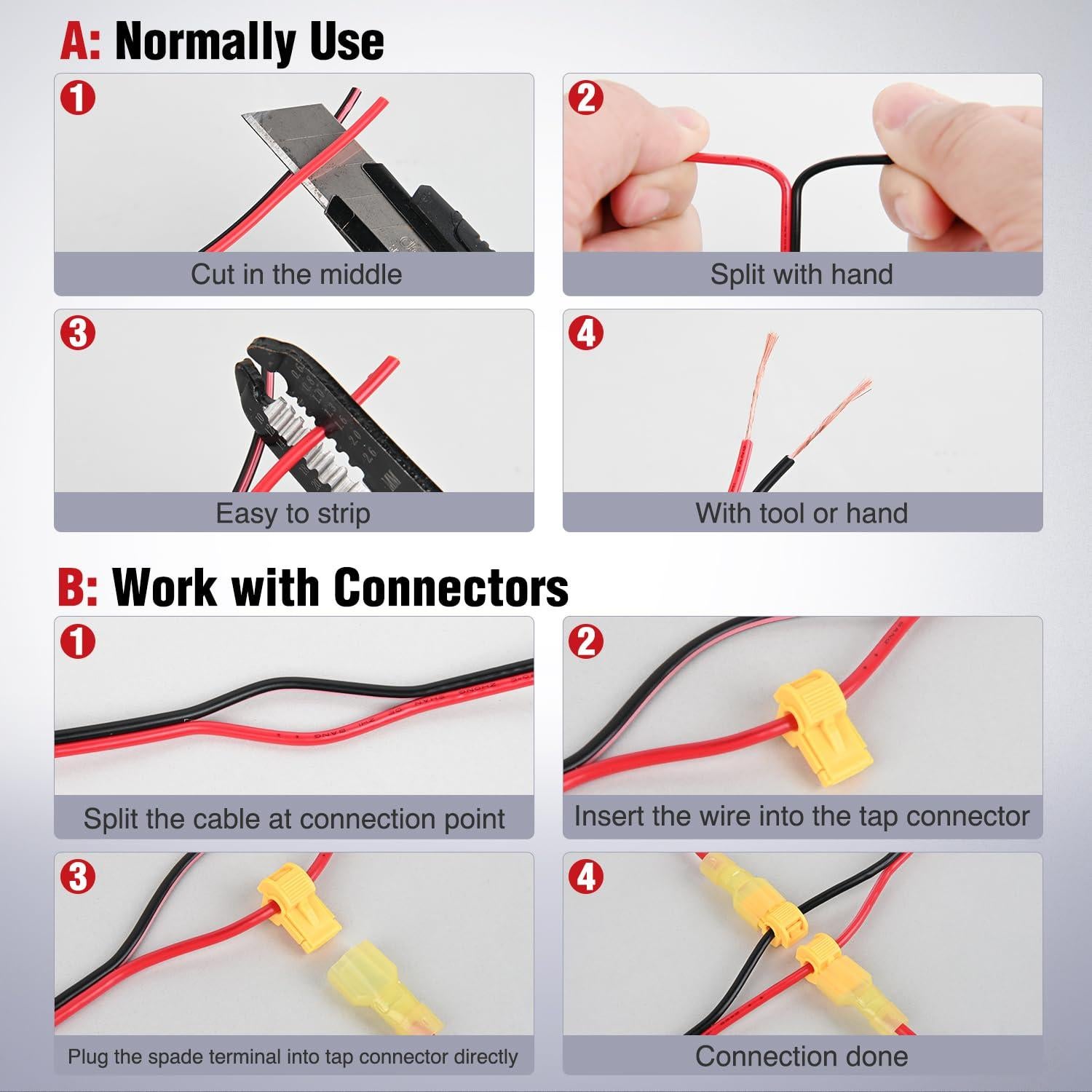 Cable Eléctrico 12AWG Nilight 15.24M CCA Rojo Negro 12V/24V