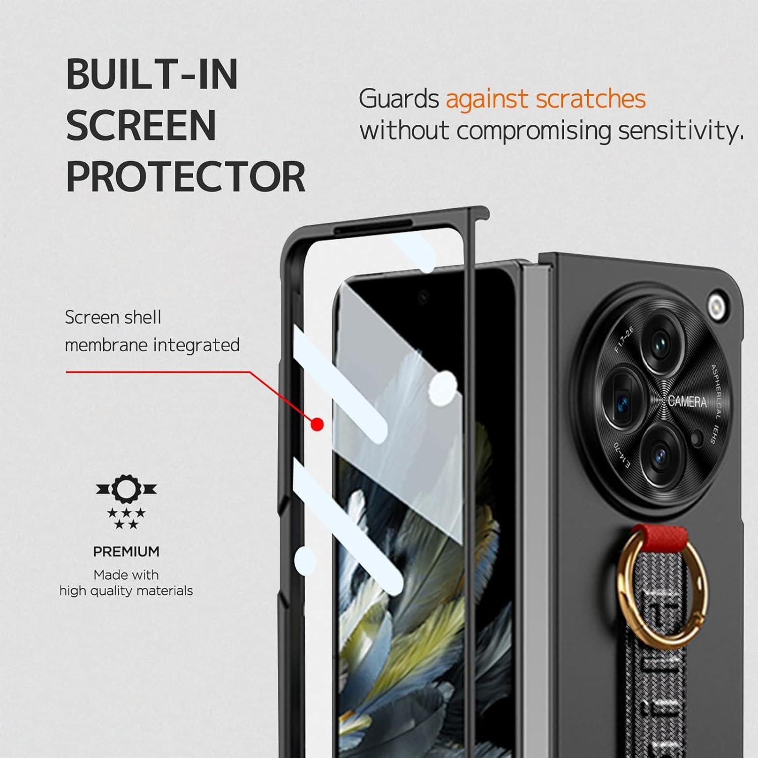 Funda NINKI para OnePlus Open Fibra de Carbono con Correa