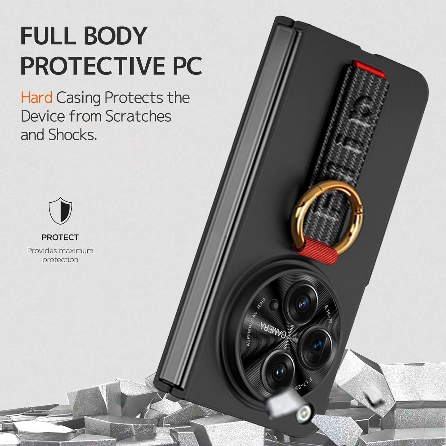 Funda NINKI para OnePlus Open Fibra de Carbono con Correa